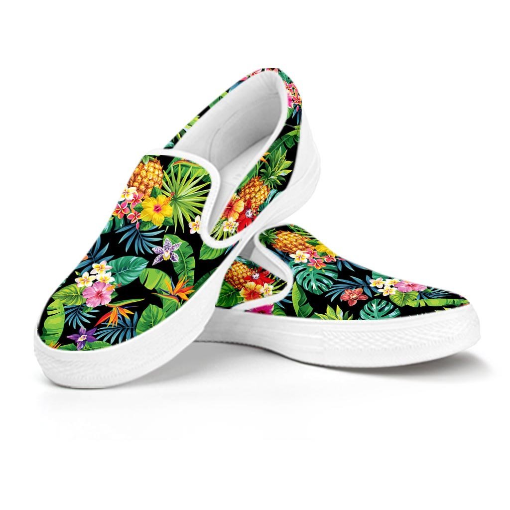 Tropical Hawaiian Floral Print Women's Slip On Sneakers-grizzshop