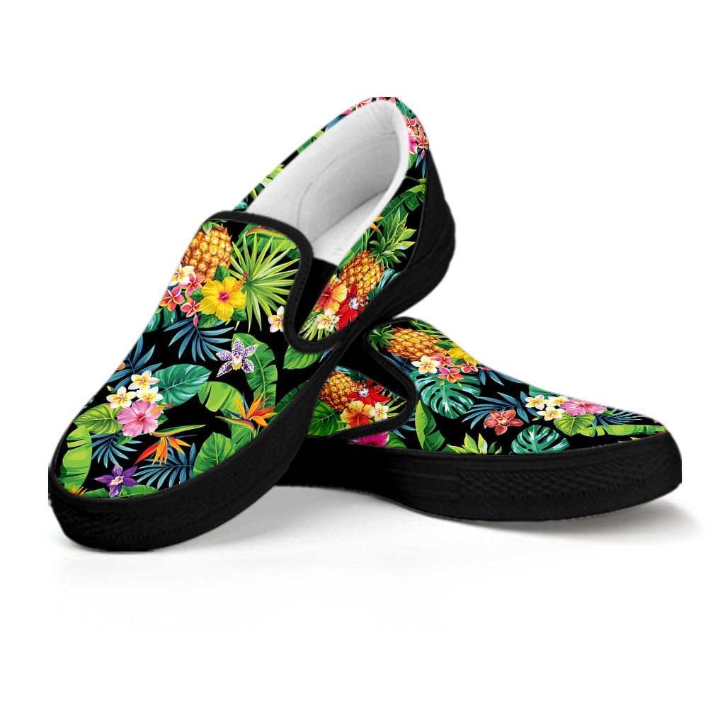 Tropical Hawaiian Floral Print Women's Slip On Sneakers-grizzshop