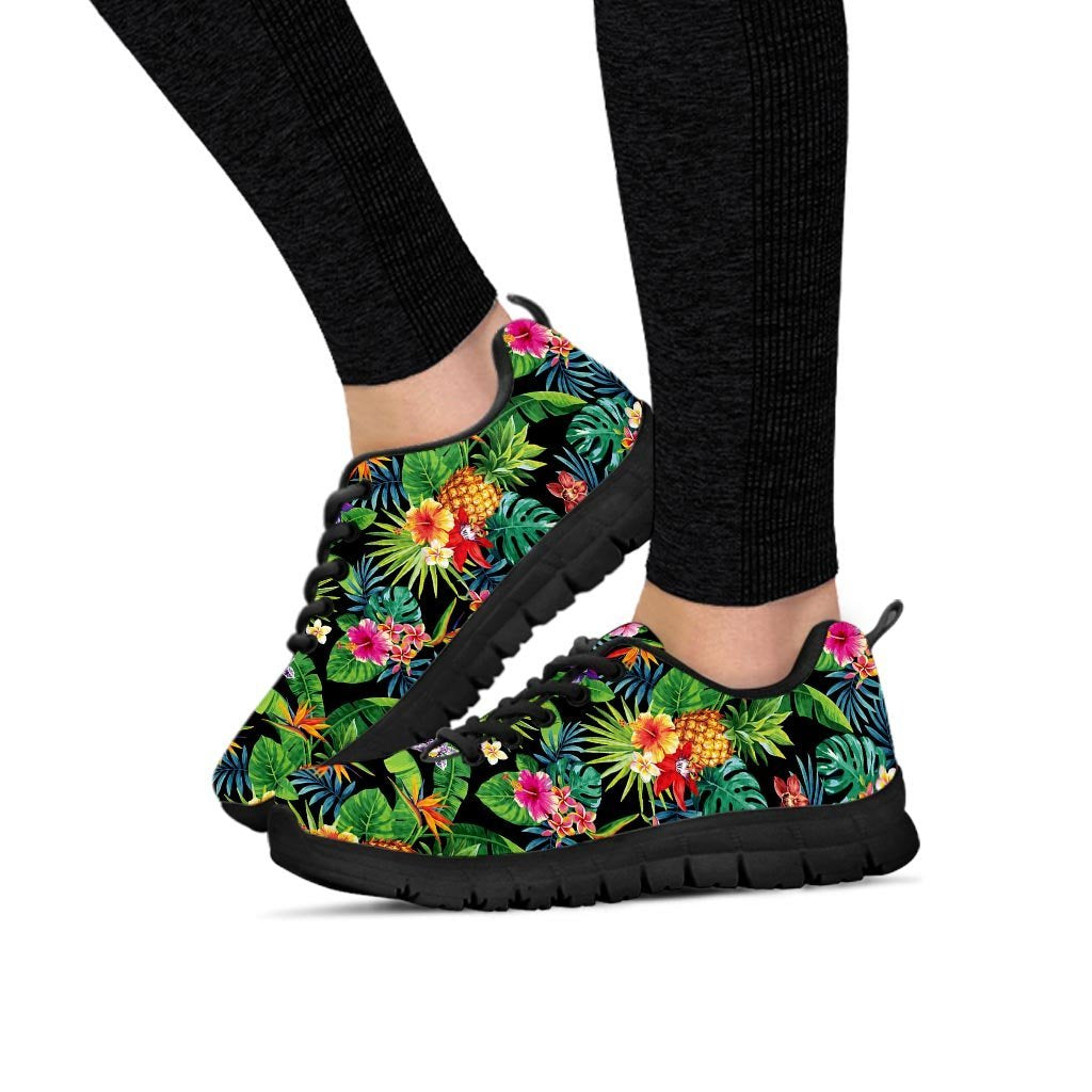 Tropical Hawaiian Floral Print Women's Sneakers-grizzshop