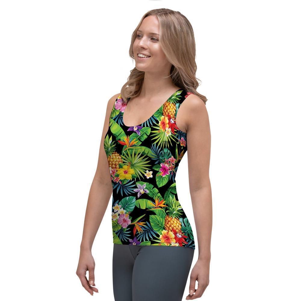 Tropical Hawaiian Floral Print Women's Tank Top-grizzshop