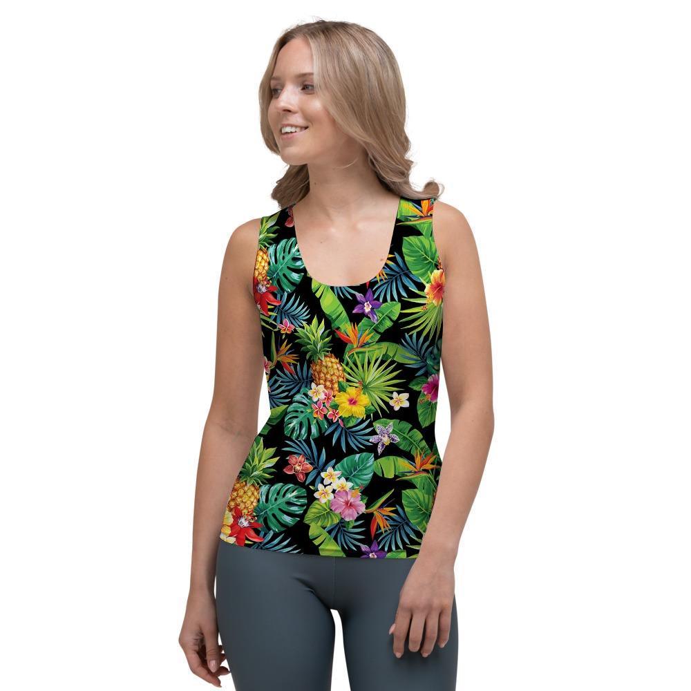 Tropical Hawaiian Floral Print Women's Tank Top-grizzshop