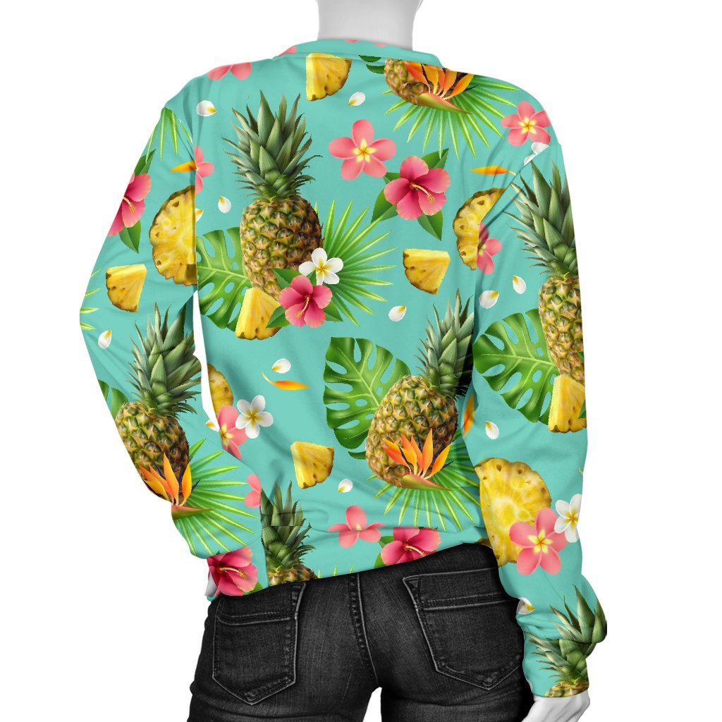 Tropical Hawaiian Hibiscus Pineapple Print Sweatshirt-grizzshop