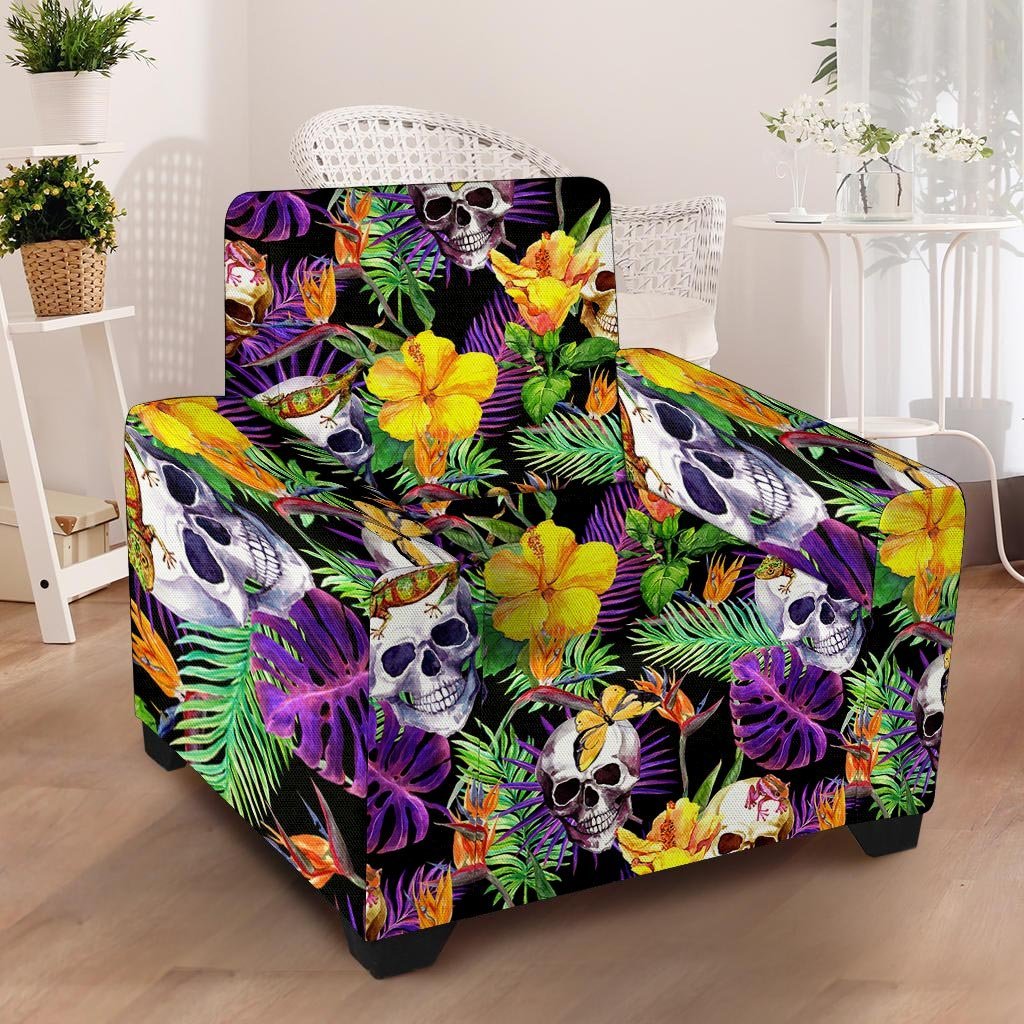 Tropical Hawaiian Skull Armchair Cover-grizzshop