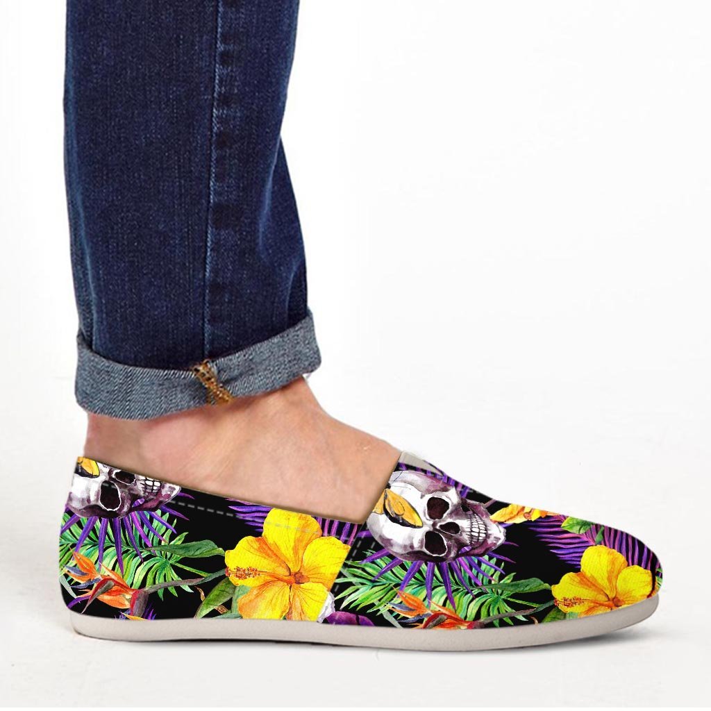 Tropical Hawaiian Skull Canvas Shoes-grizzshop