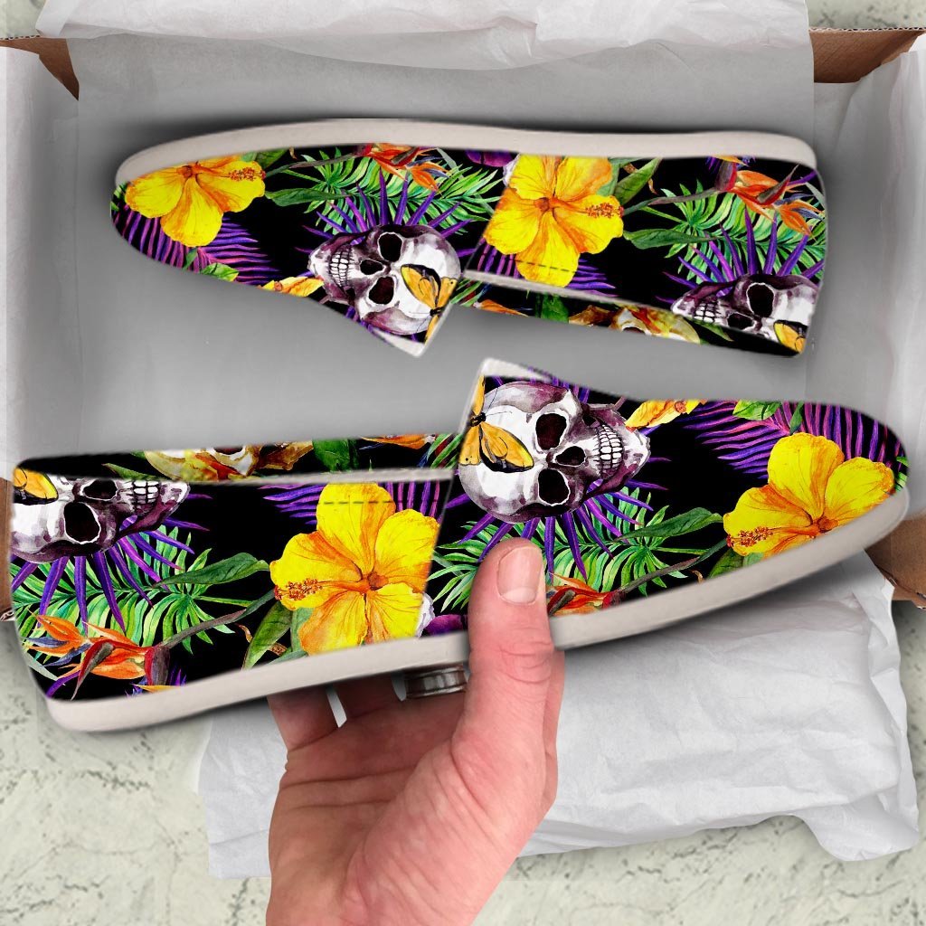 Tropical Hawaiian Skull Canvas Shoes-grizzshop
