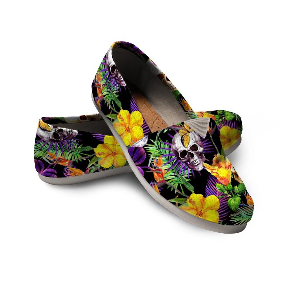 Tropical Hawaiian Skull Canvas Shoes-grizzshop