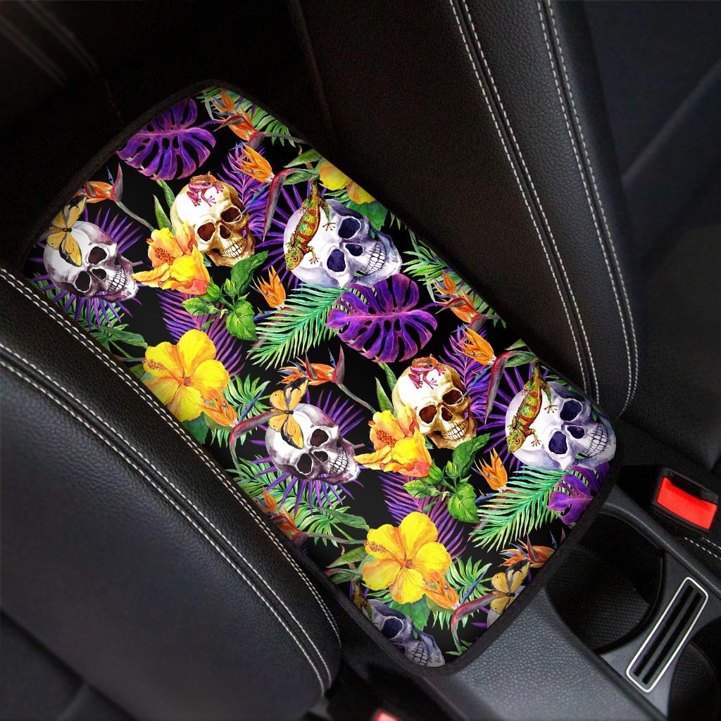 Tropical Hawaiian Skull Car Console Cover-grizzshop