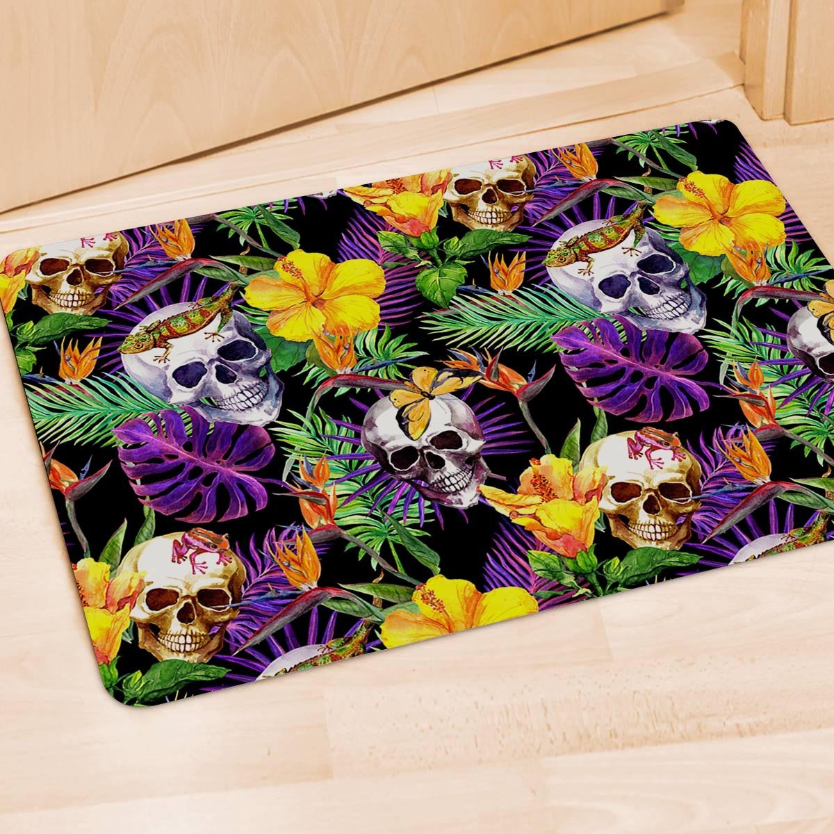 Tropical Hawaiian Skull Door Mat-grizzshop