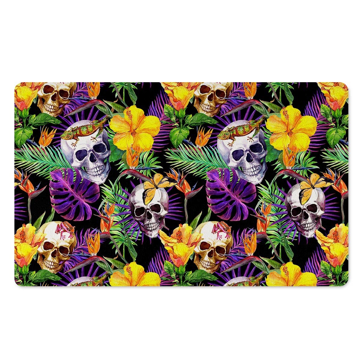 Tropical Hawaiian Skull Door Mat-grizzshop