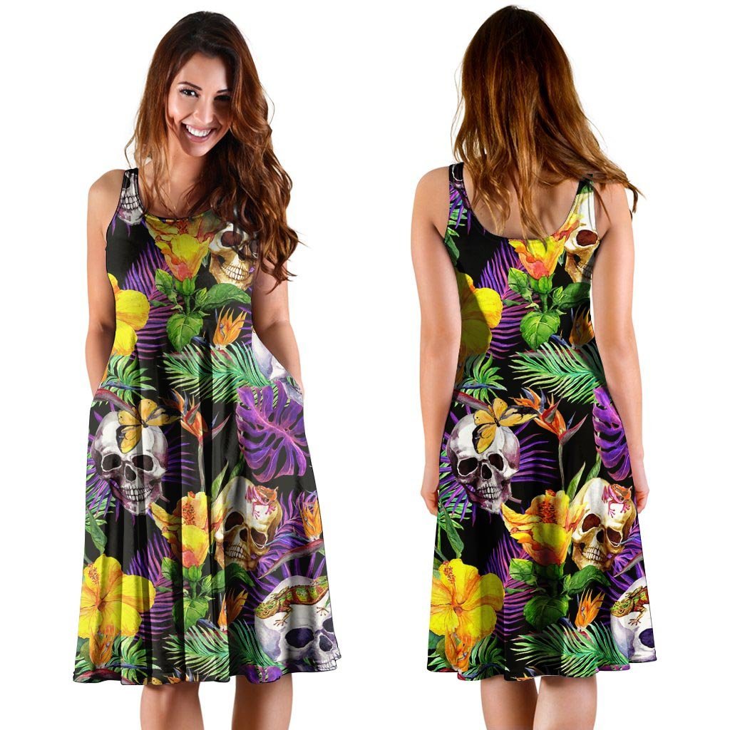 Tropical Hawaiian Skull Dress-grizzshop