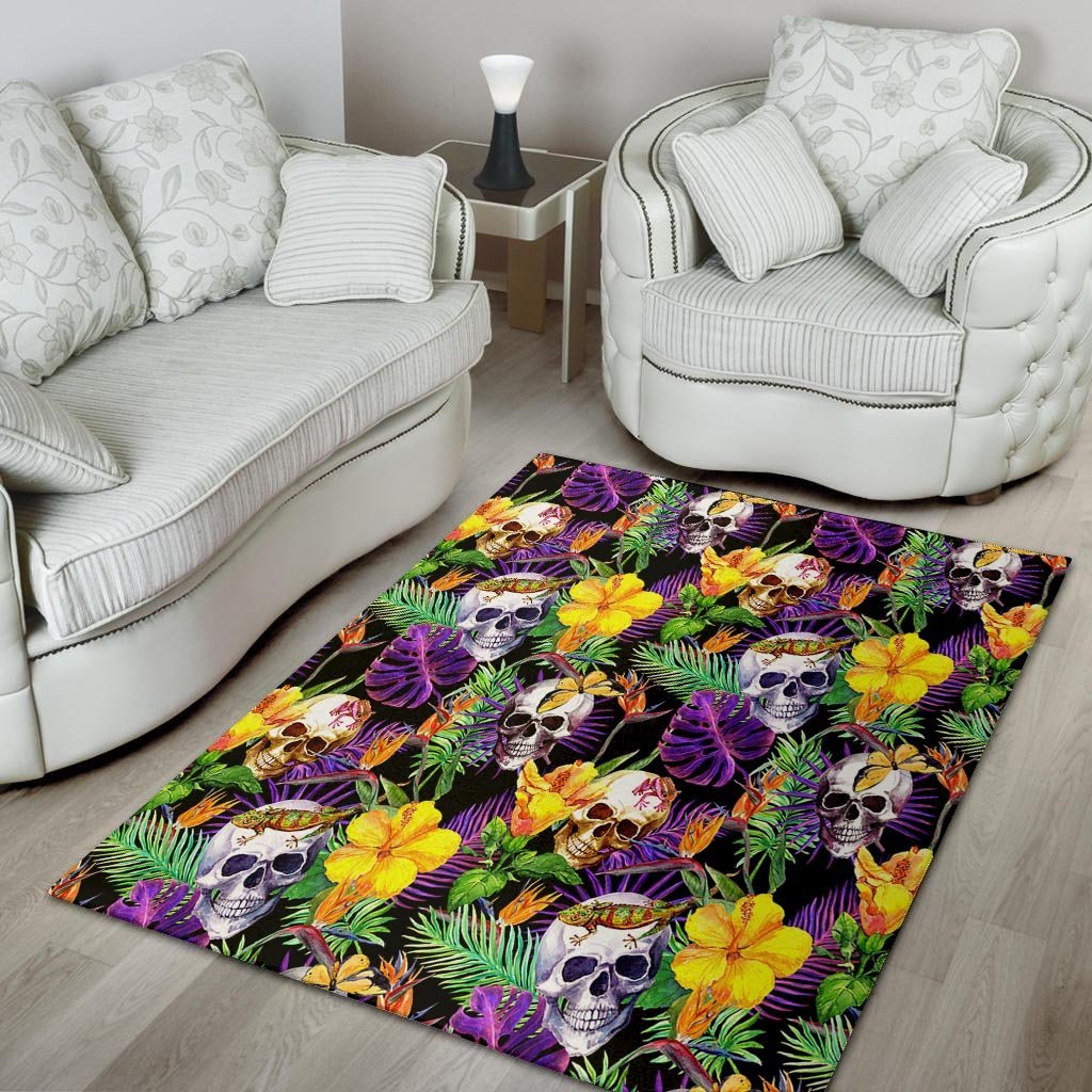 Tropical Hawaiian Skull Floor Mat-grizzshop