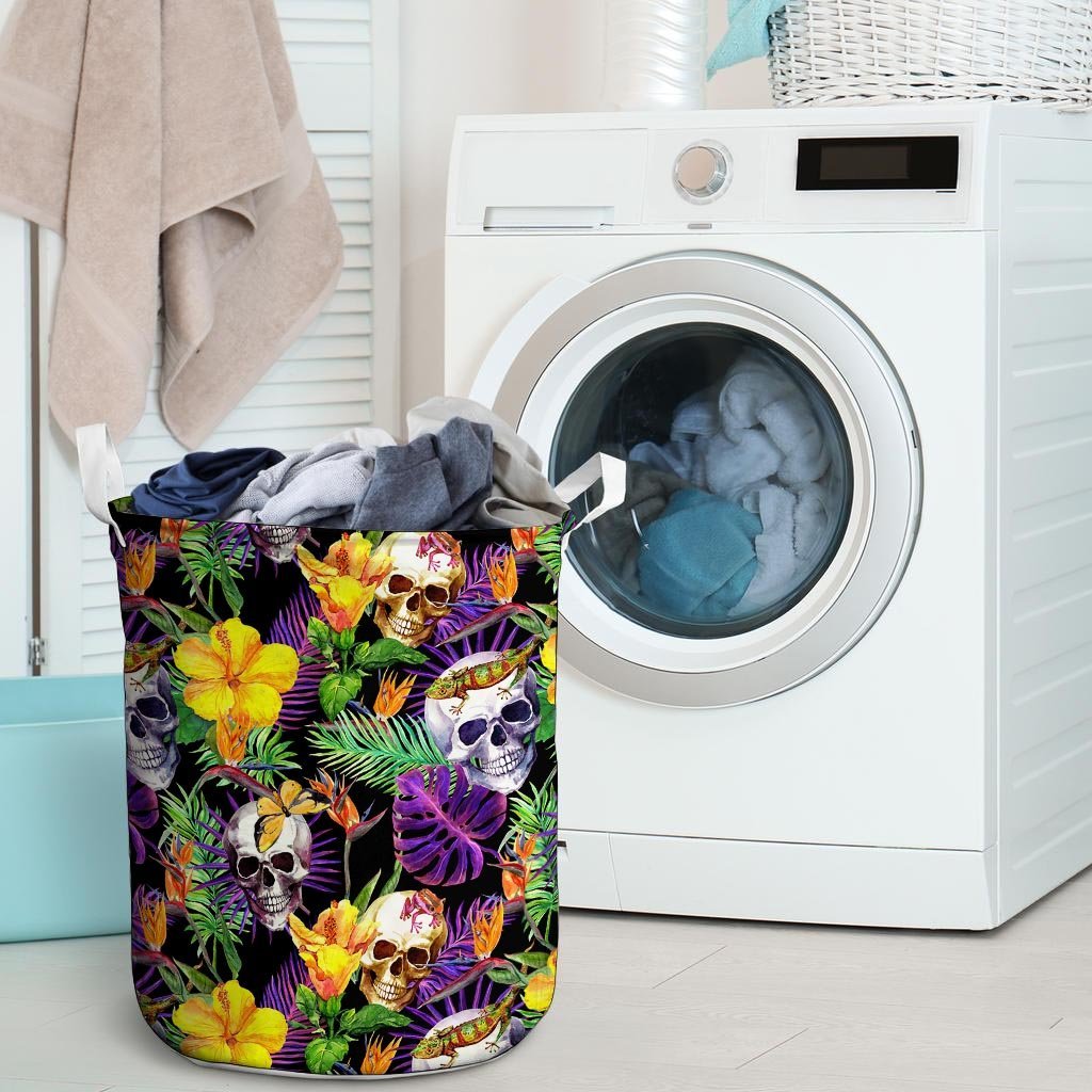 Tropical Hawaiian Skull Laundry Basket-grizzshop