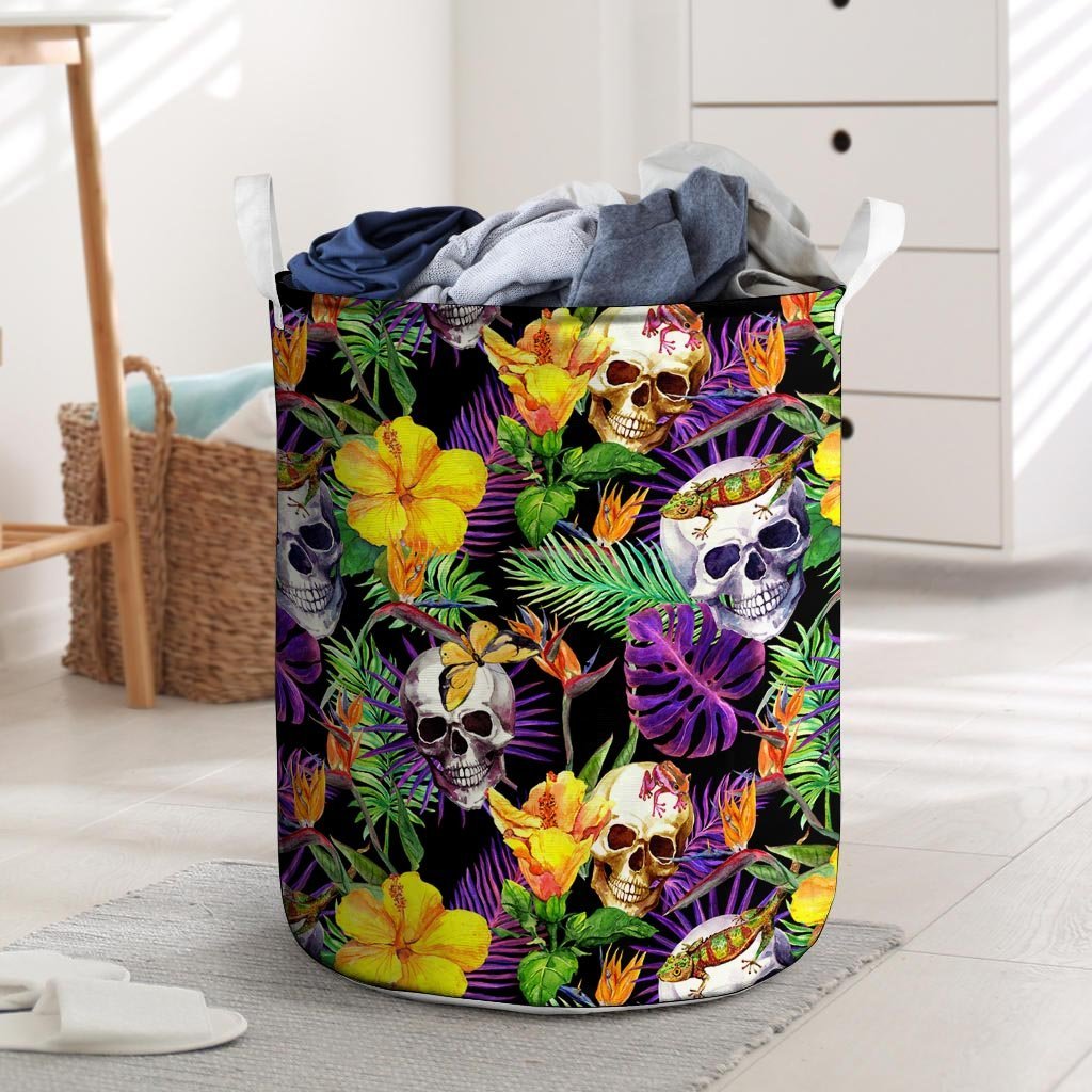 Tropical Hawaiian Skull Laundry Basket-grizzshop