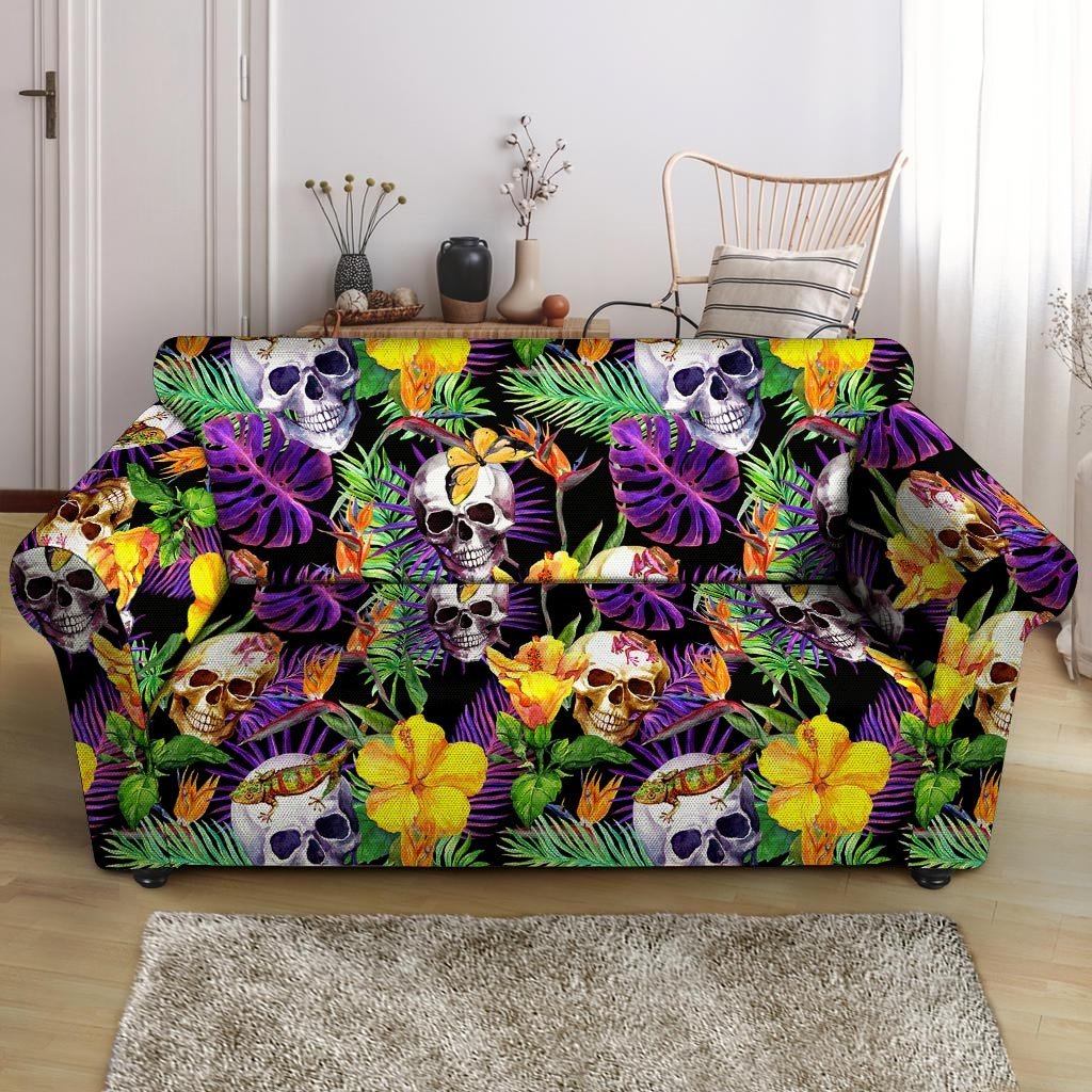 Tropical Hawaiian Skull Loveseat Cover-grizzshop