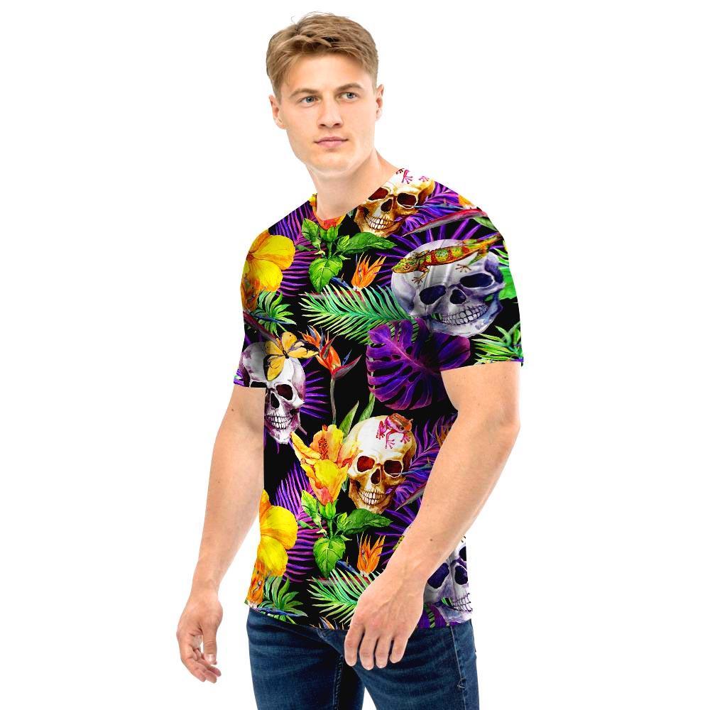 Tropical Hawaiian Skull Men T Shirt-grizzshop