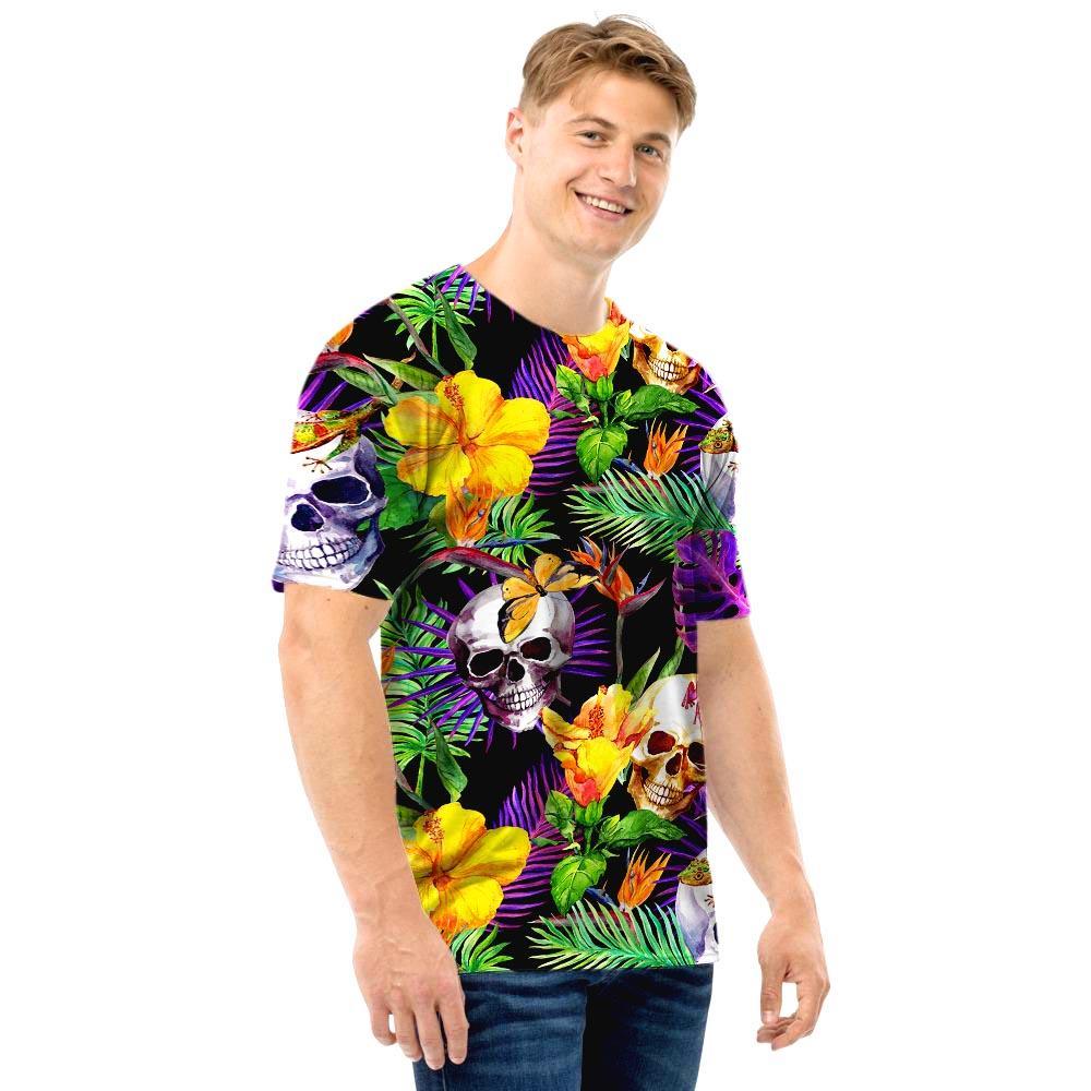 Tropical Hawaiian Skull Men T Shirt-grizzshop