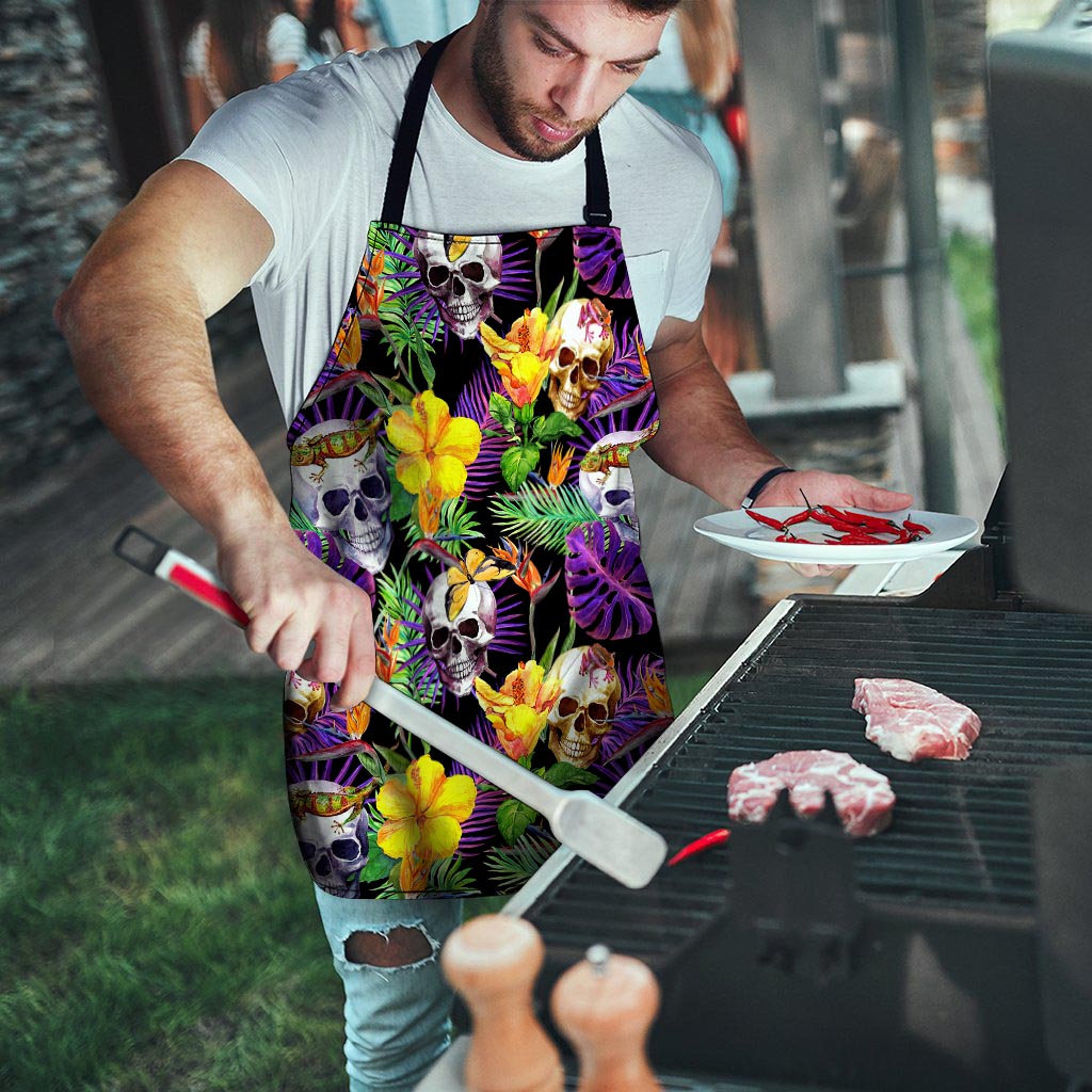 Tropical Hawaiian Skull Men's Apron-grizzshop