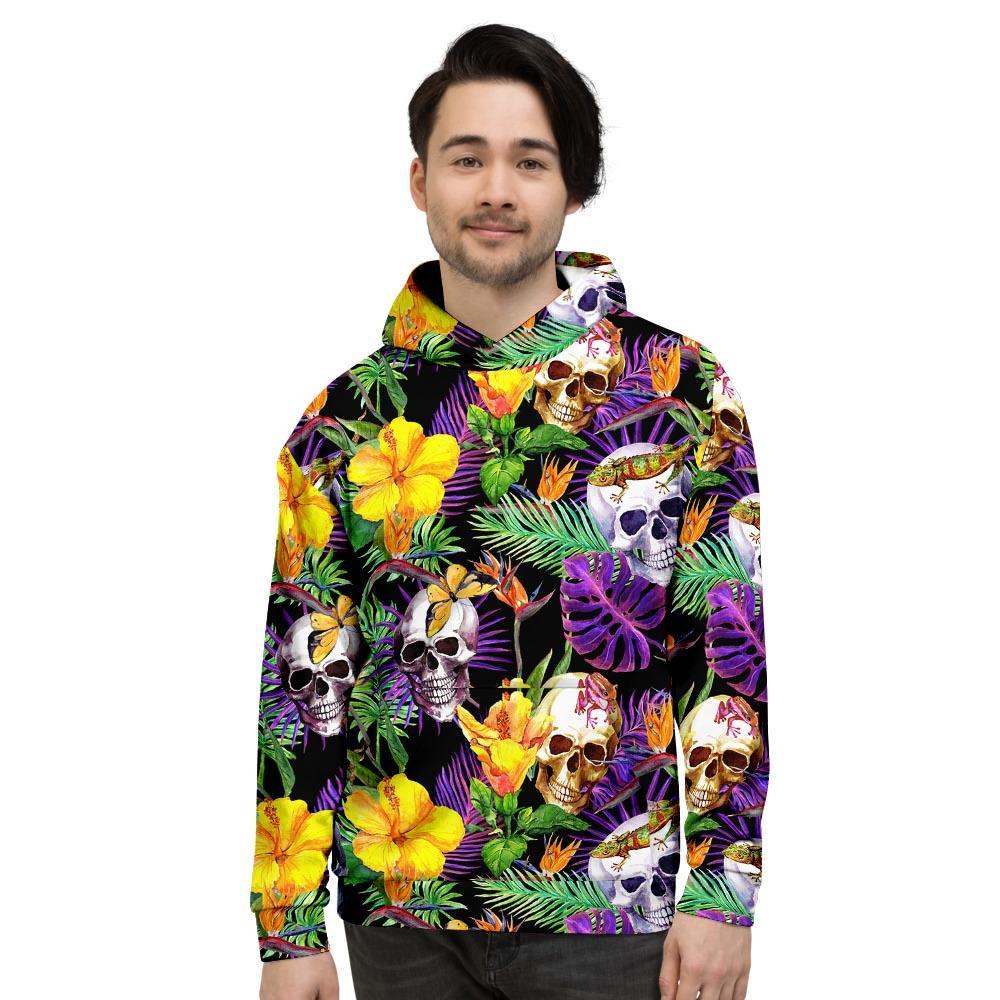 Tropical Hawaiian Skull Men's Hoodie-grizzshop