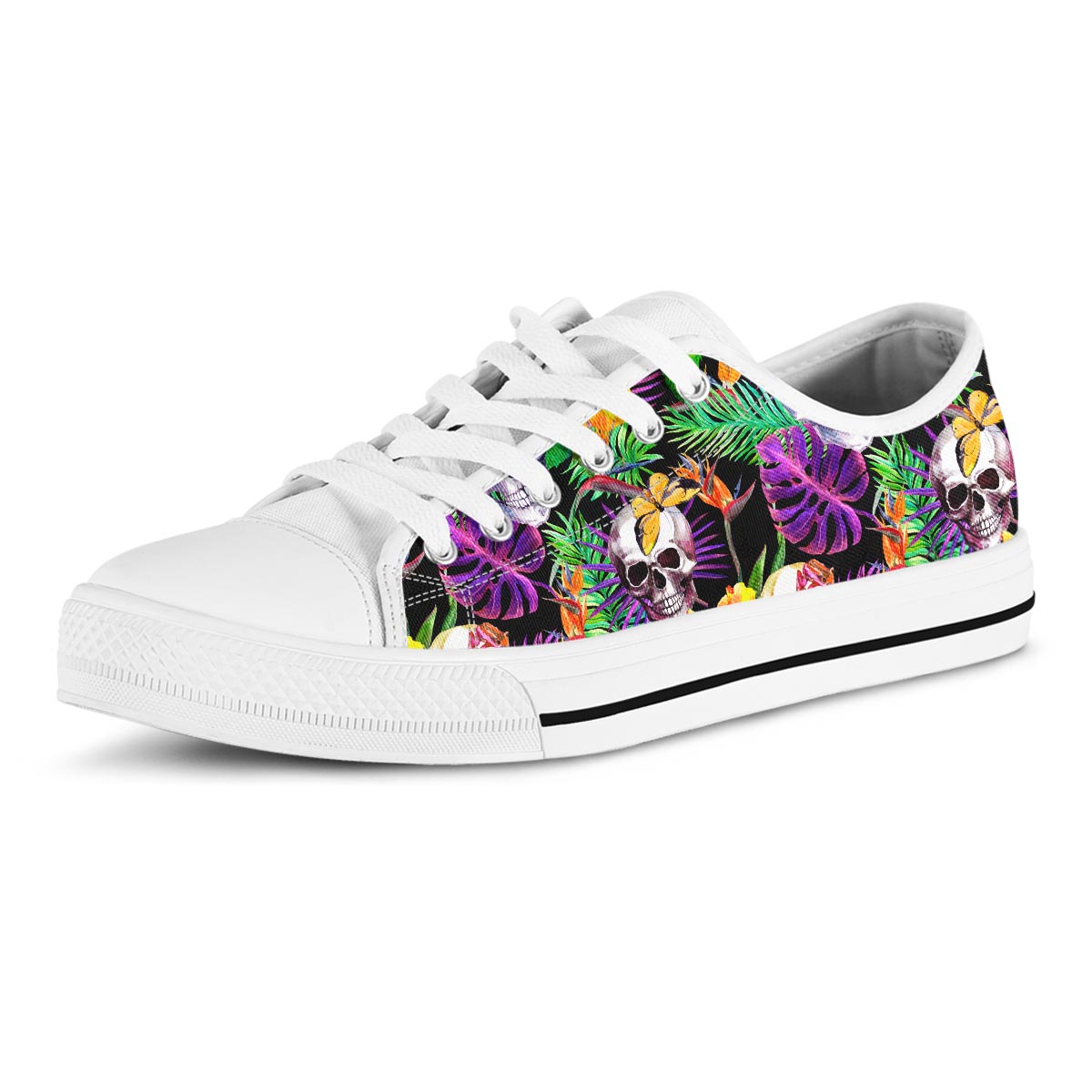 Tropical Hawaiian Skull Men's Low Top Shoes-grizzshop