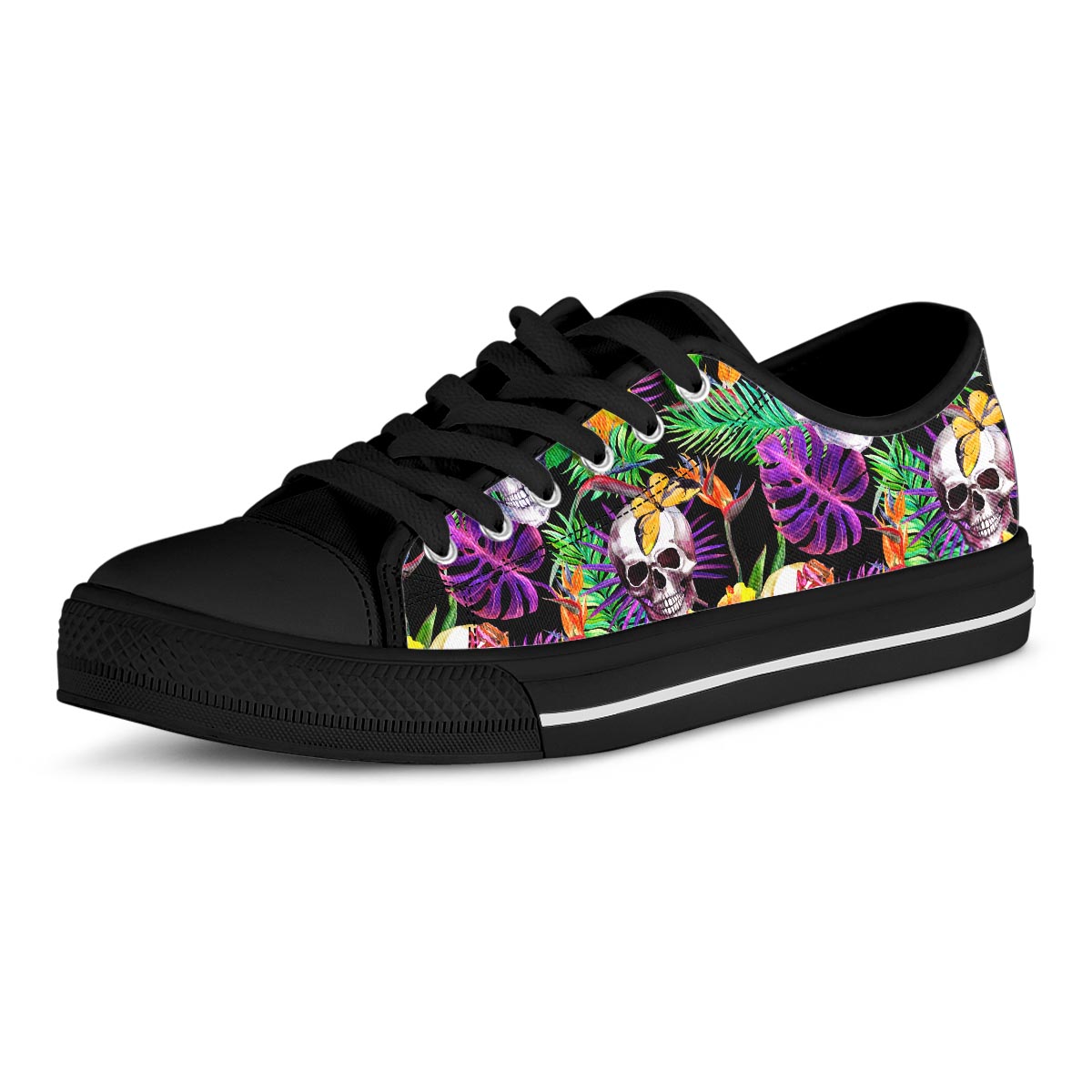 Tropical Hawaiian Skull Men's Low Top Shoes-grizzshop
