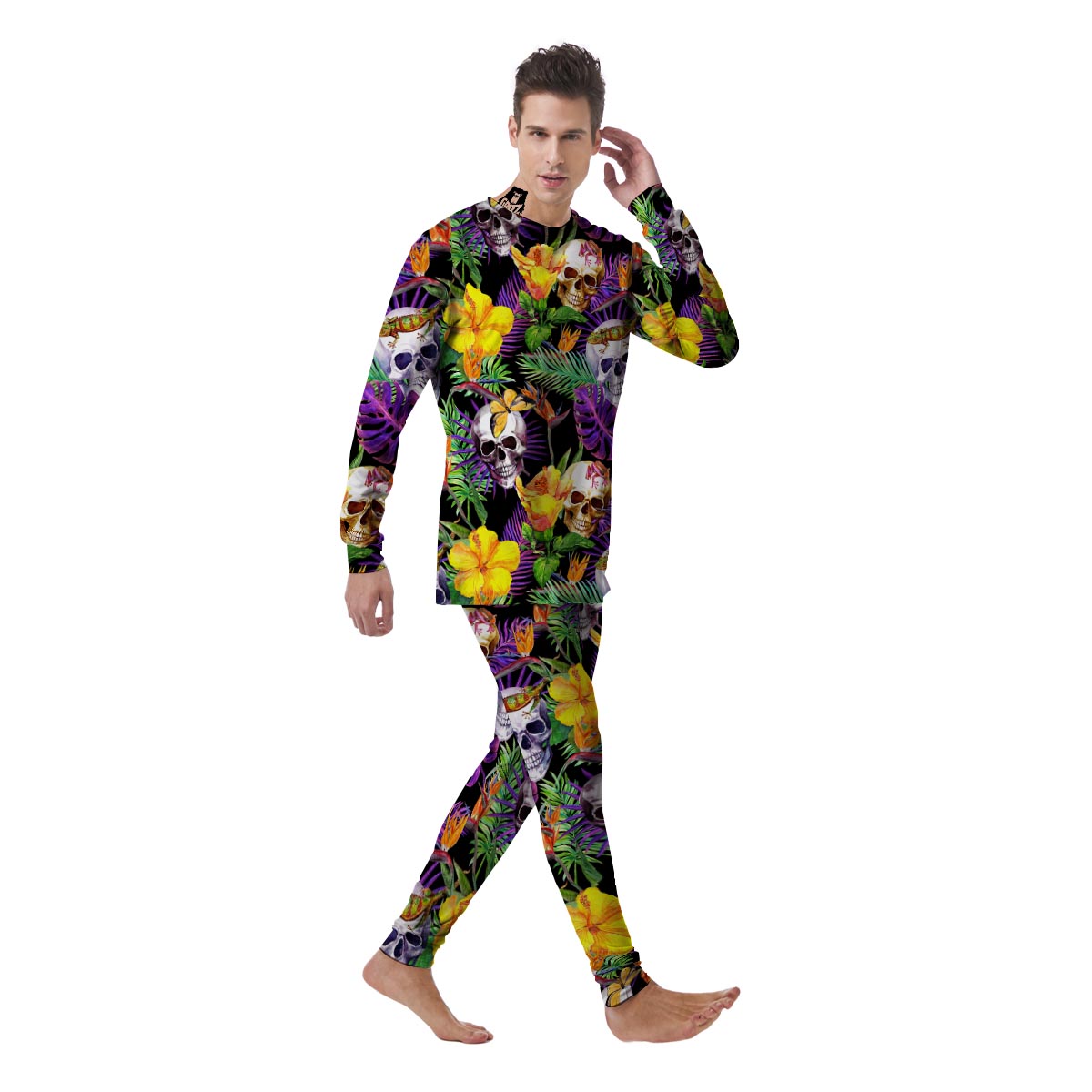 Tropical Hawaiian Skull Men's Pajamas-grizzshop