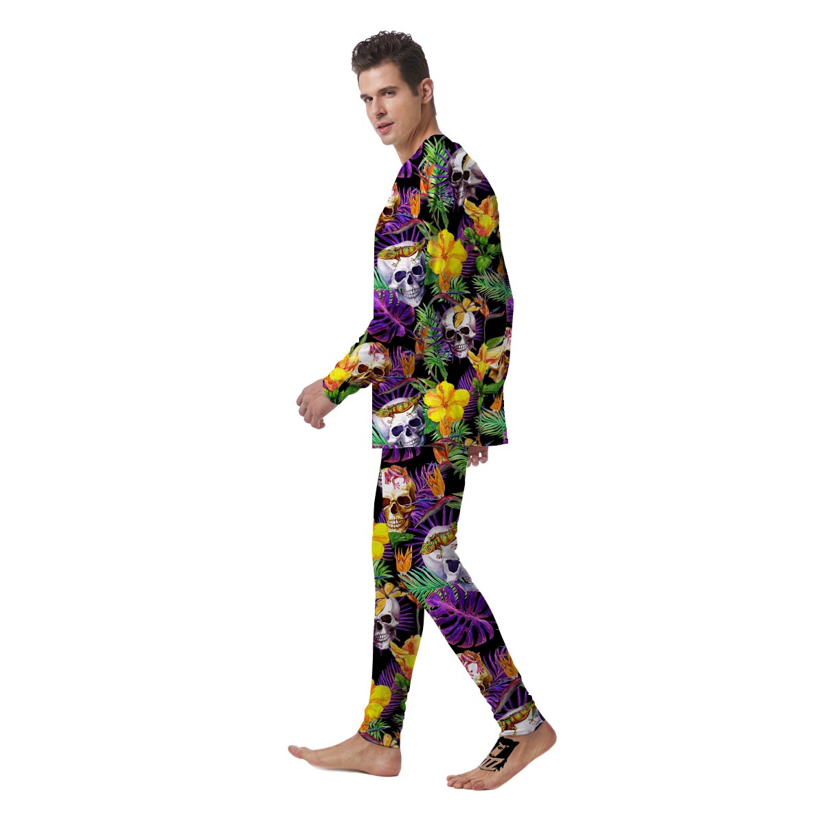 Tropical Hawaiian Skull Men's Pajamas-grizzshop