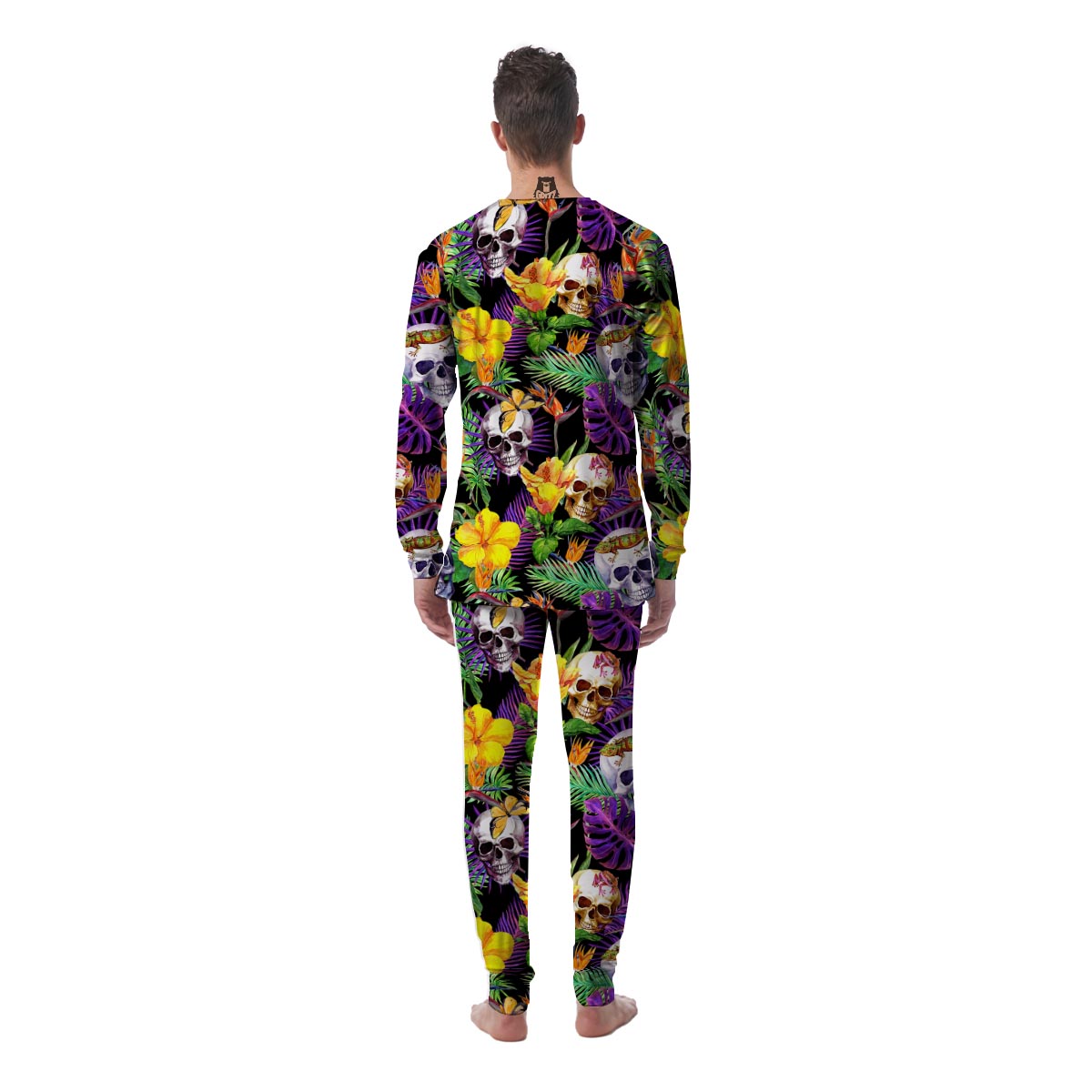 Tropical Hawaiian Skull Men's Pajamas-grizzshop