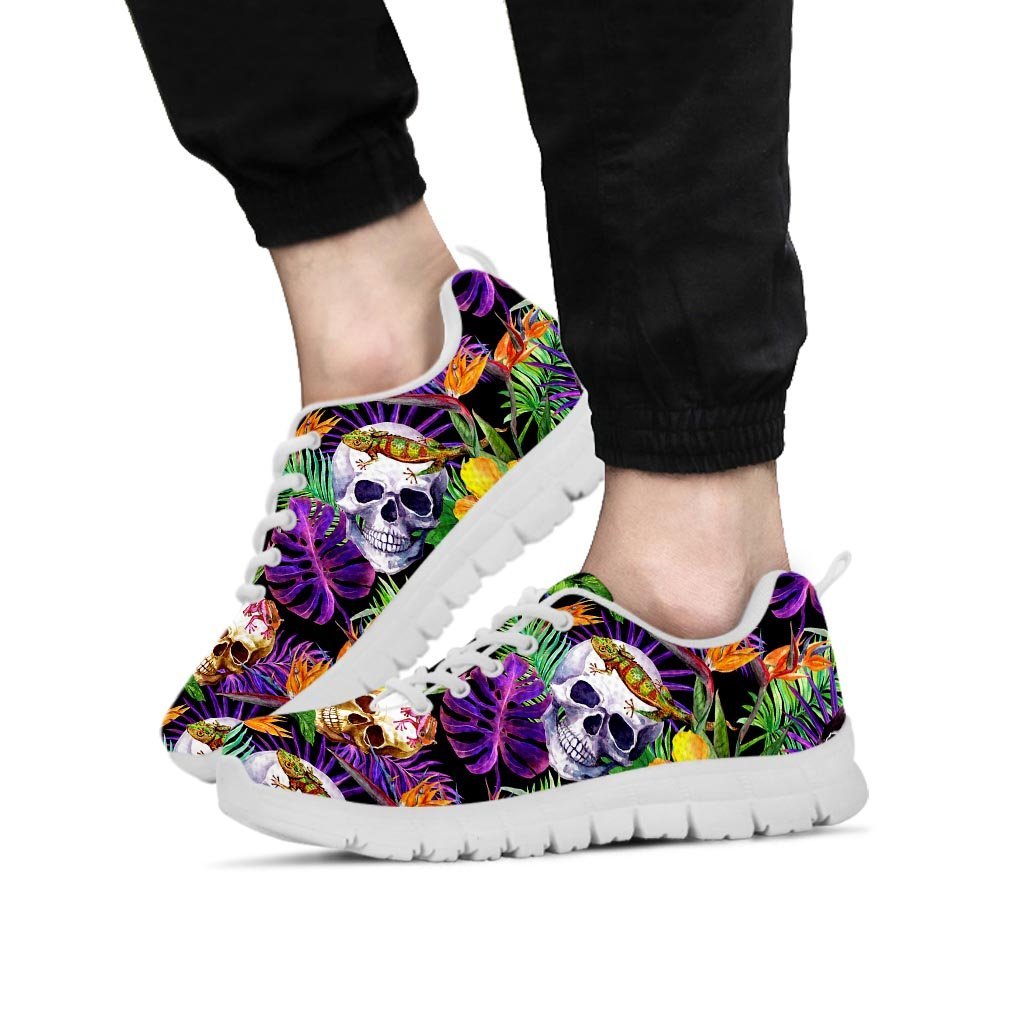 Tropical Hawaiian Skull Men's Sneakers-grizzshop