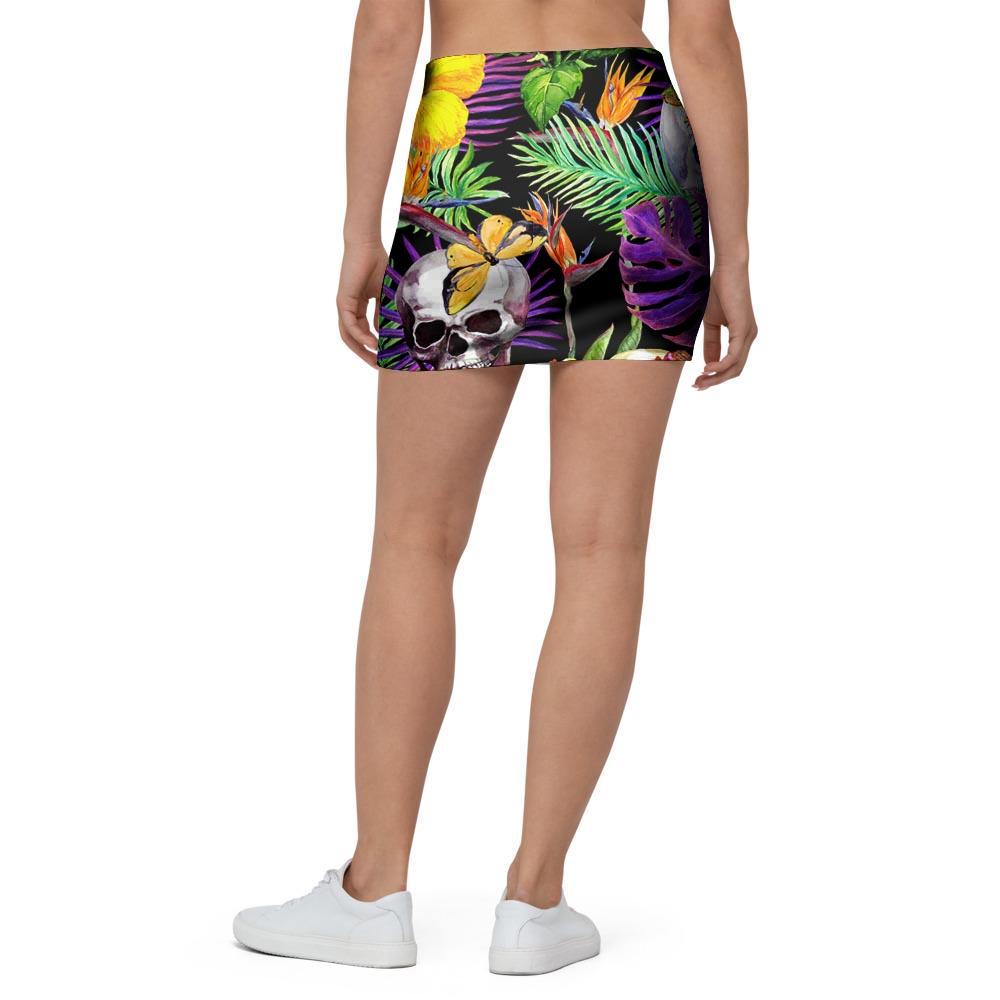 Tropical Hawaiian Skull Mini Skirt-grizzshop