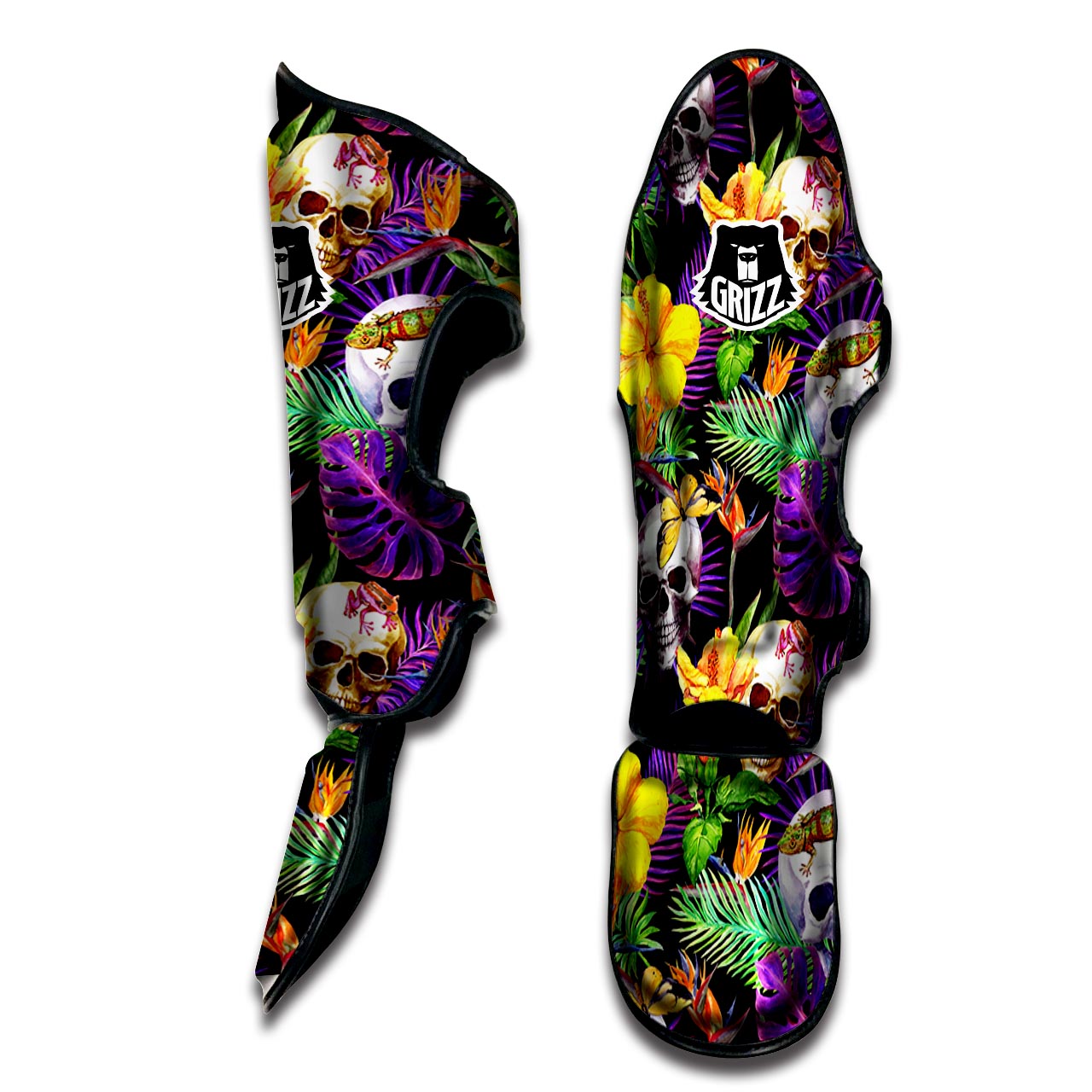 Tropical Hawaiian Skull Muay Thai Shin Guard-grizzshop