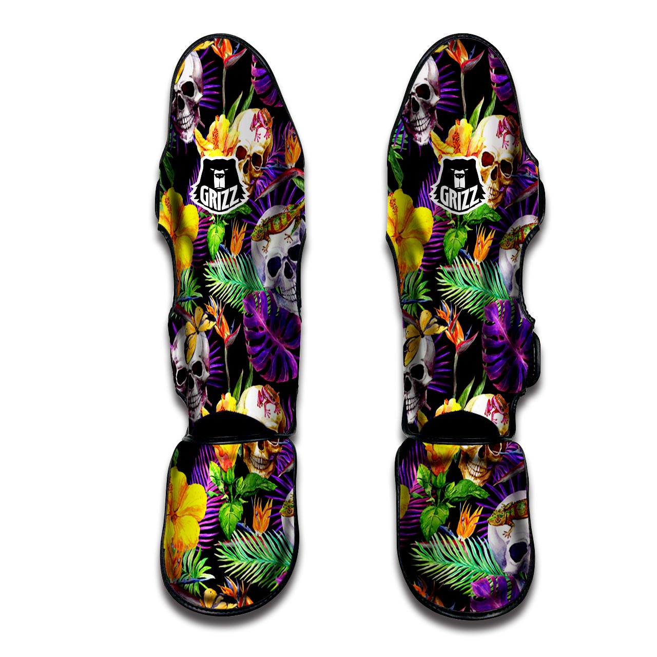 Tropical Hawaiian Skull Muay Thai Shin Guard-grizzshop