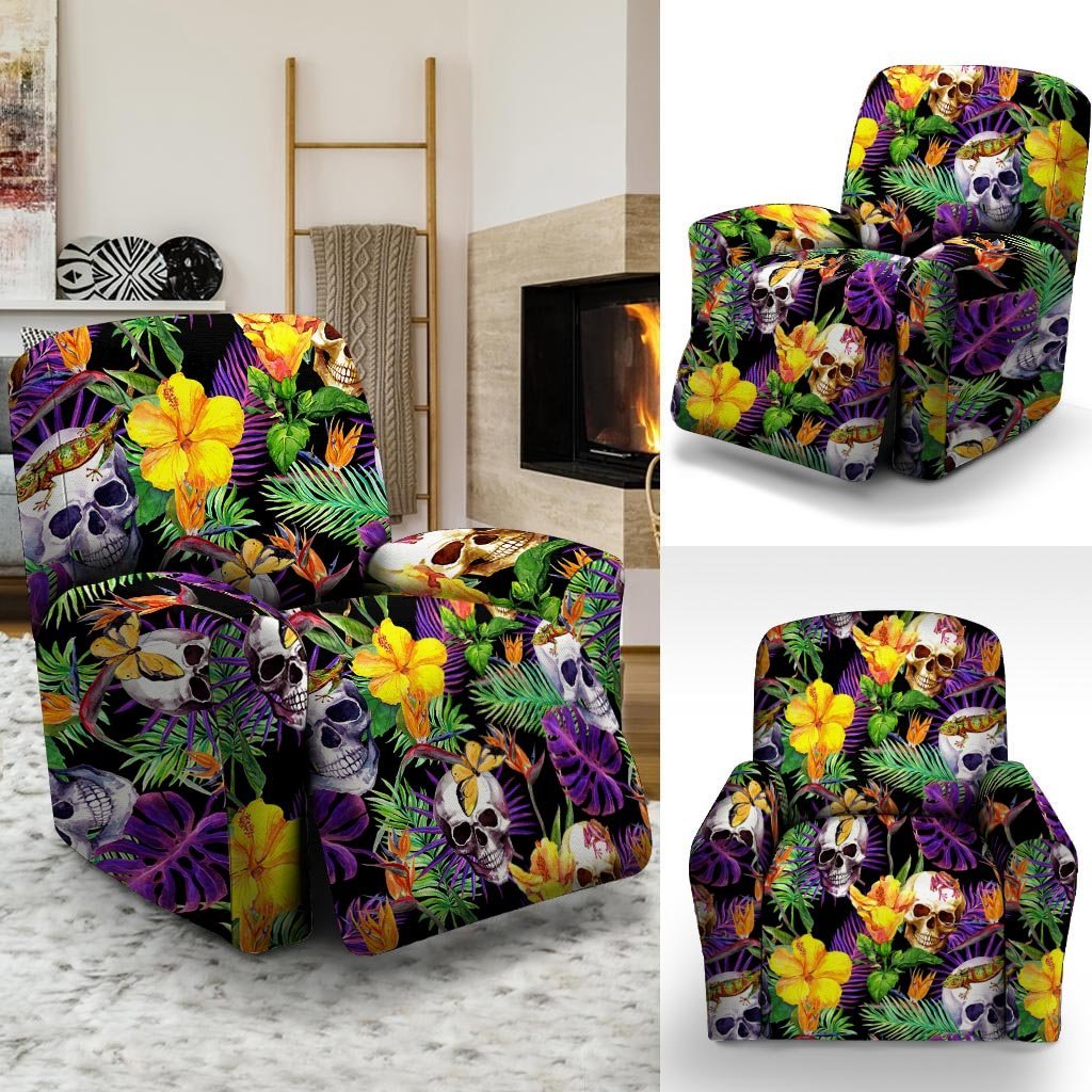 Tropical Hawaiian Skull Recliner Cover-grizzshop