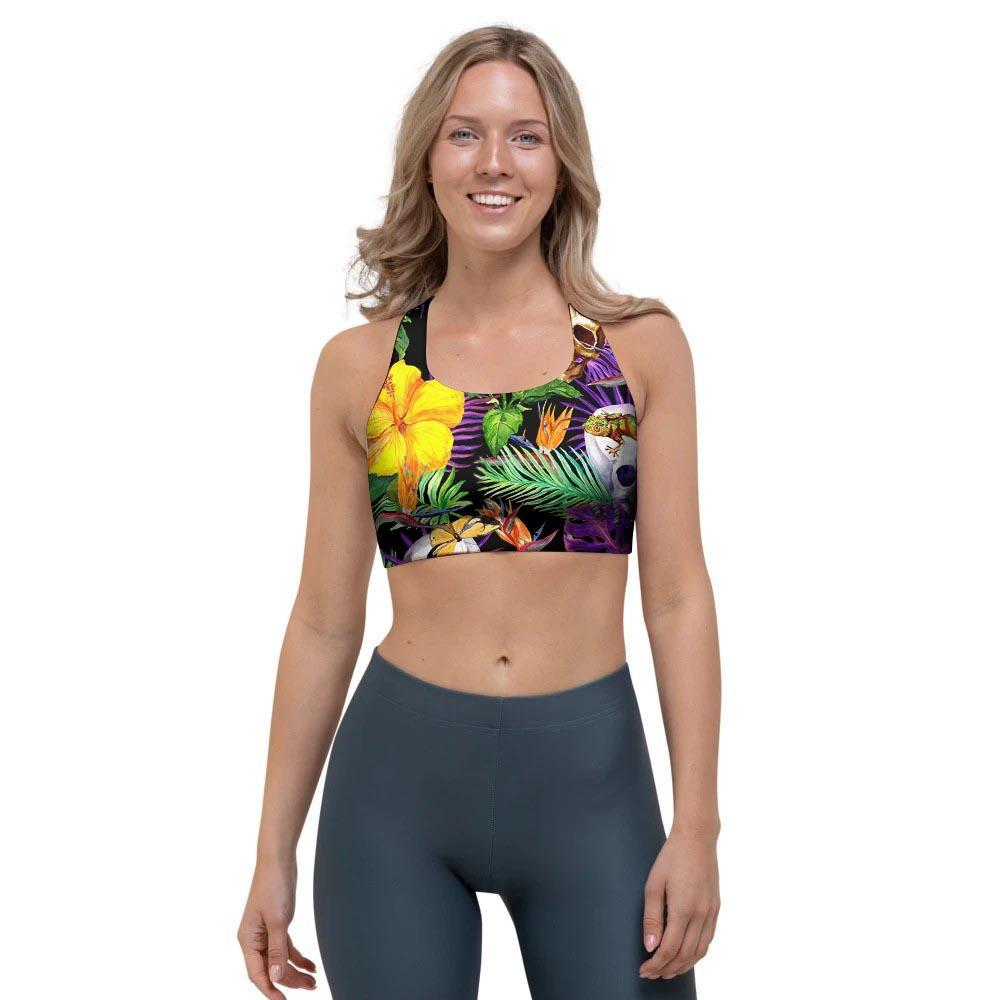 Tropical Hawaiian Skull Sports Bra-grizzshop