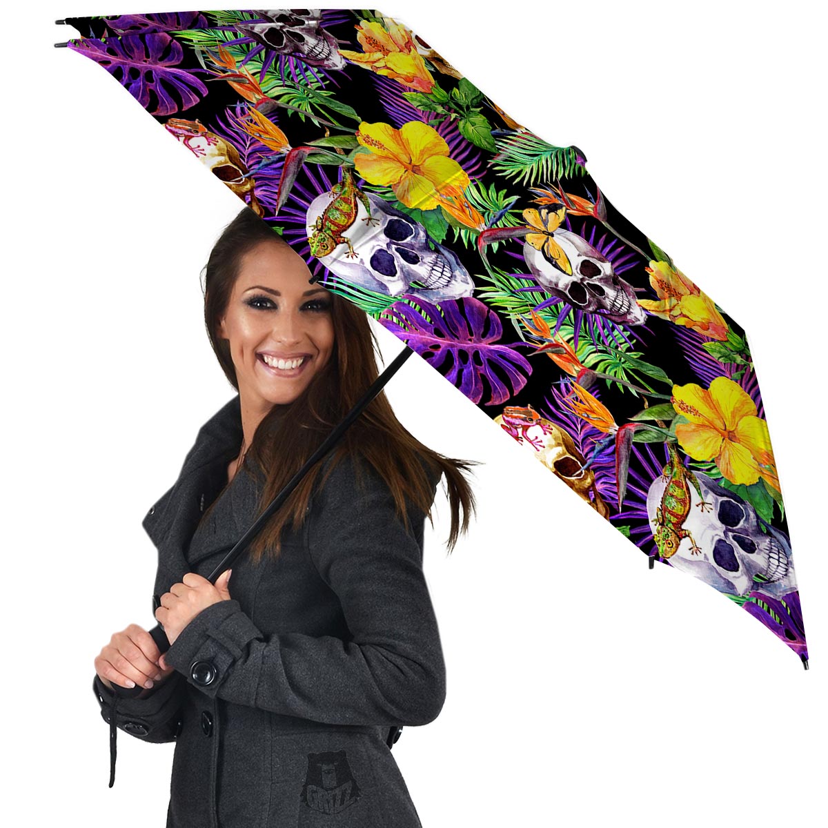 Tropical Hawaiian Skull Umbrella-grizzshop