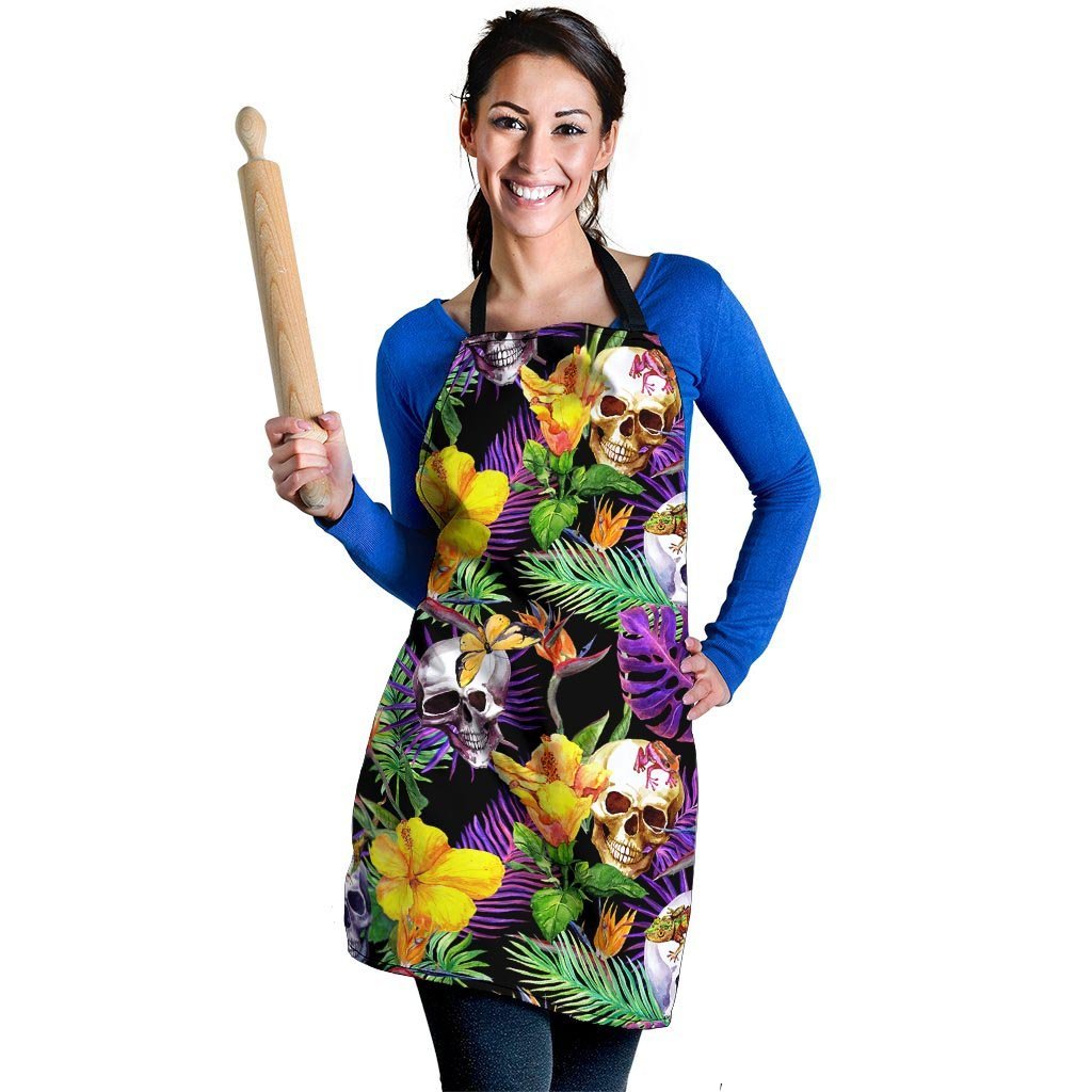 Tropical Hawaiian Skull Women's Apron-grizzshop