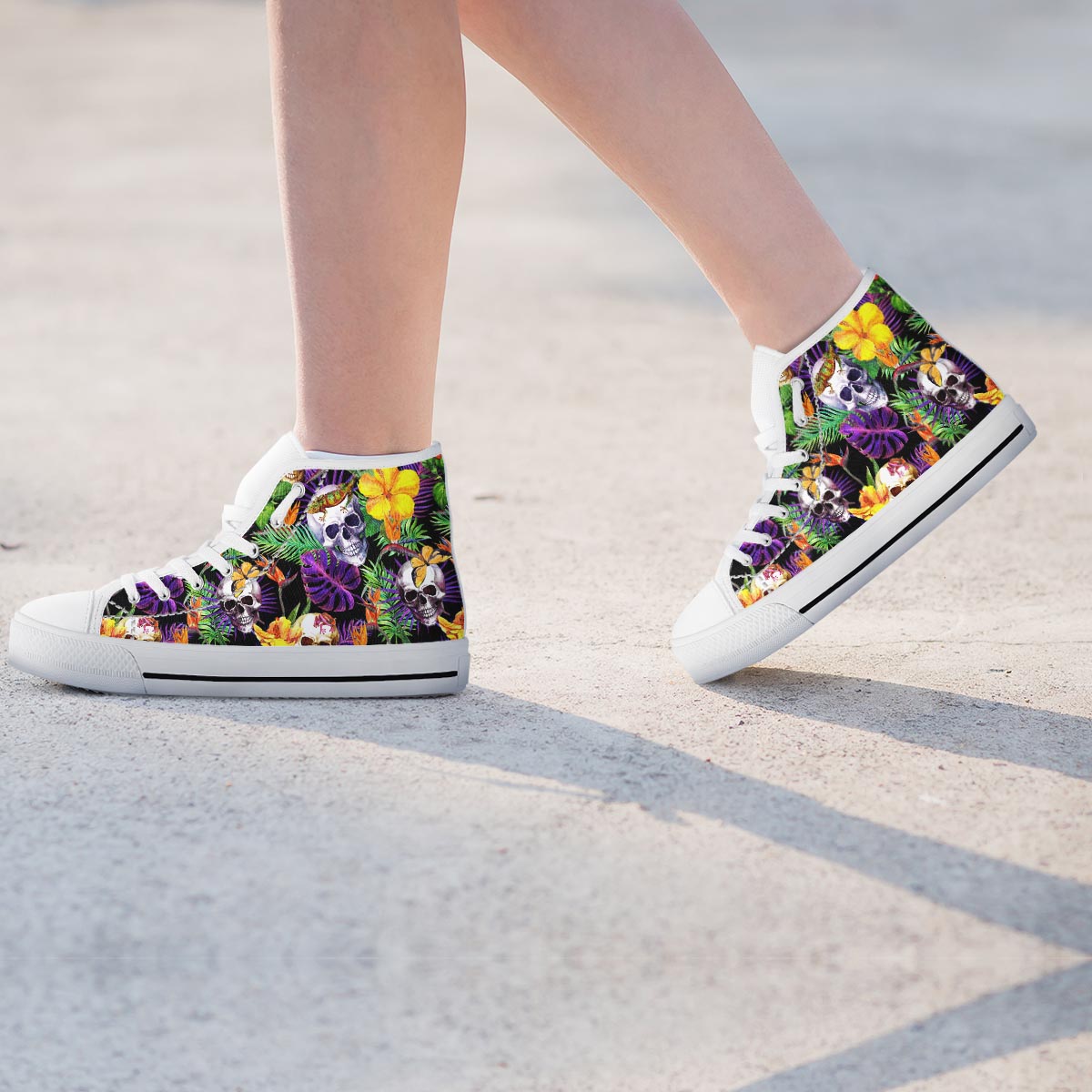 Tropical Hawaiian Skull Women's High Top Shoes-grizzshop