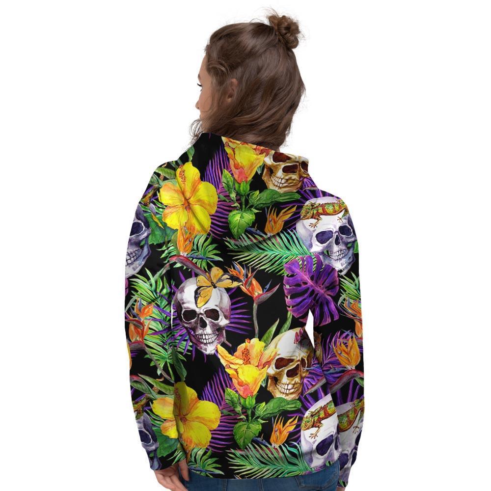 Tropical Hawaiian Skull Women's Hoodie-grizzshop