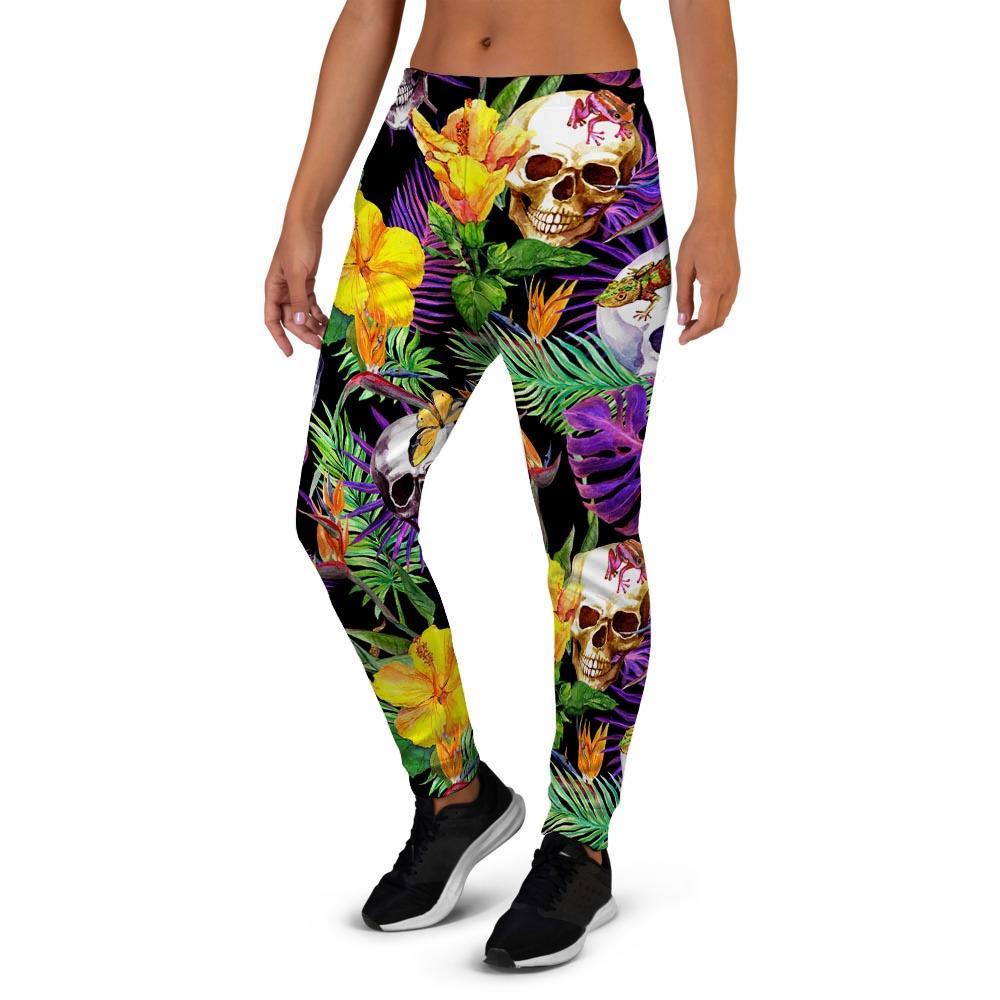 Tropical Hawaiian Skull Women's Joggers-grizzshop