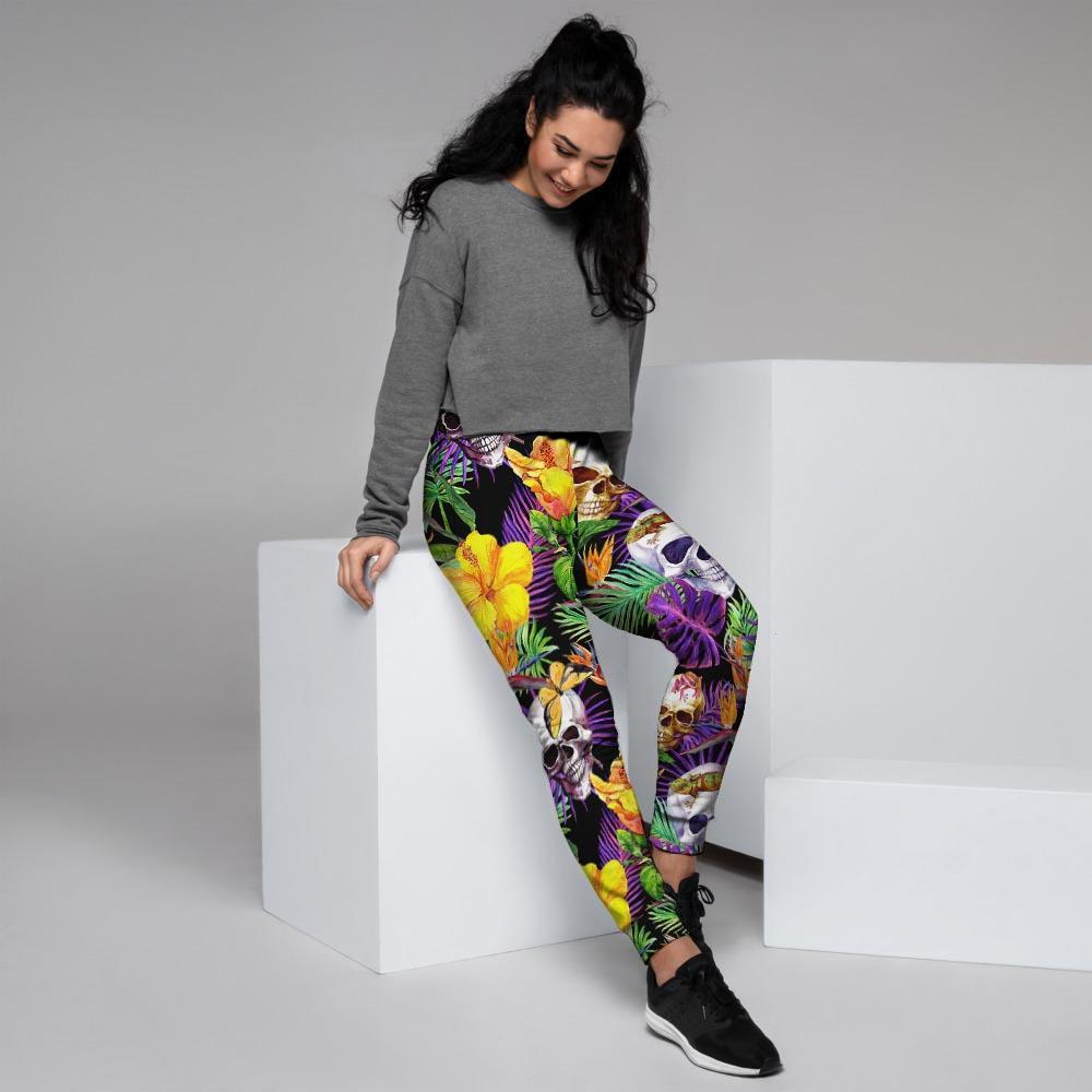 Tropical Hawaiian Skull Women's Joggers-grizzshop