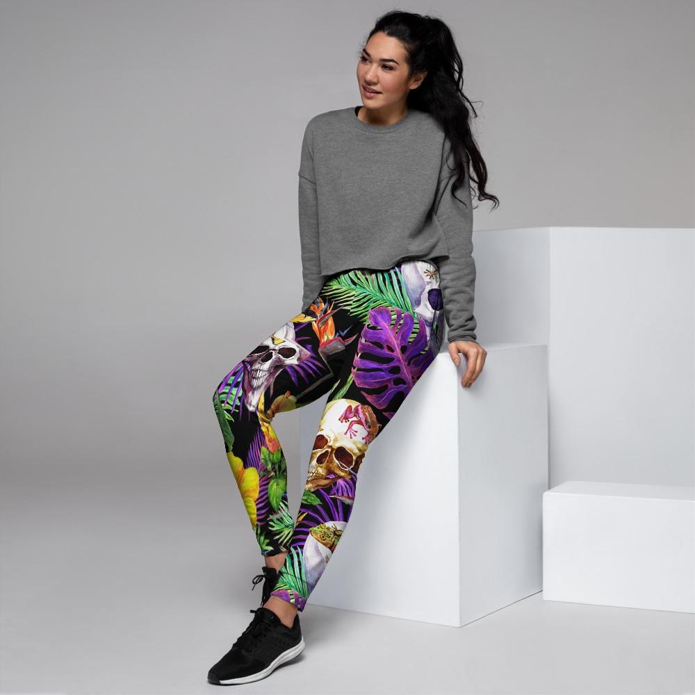 Tropical Hawaiian Skull Women's Joggers-grizzshop