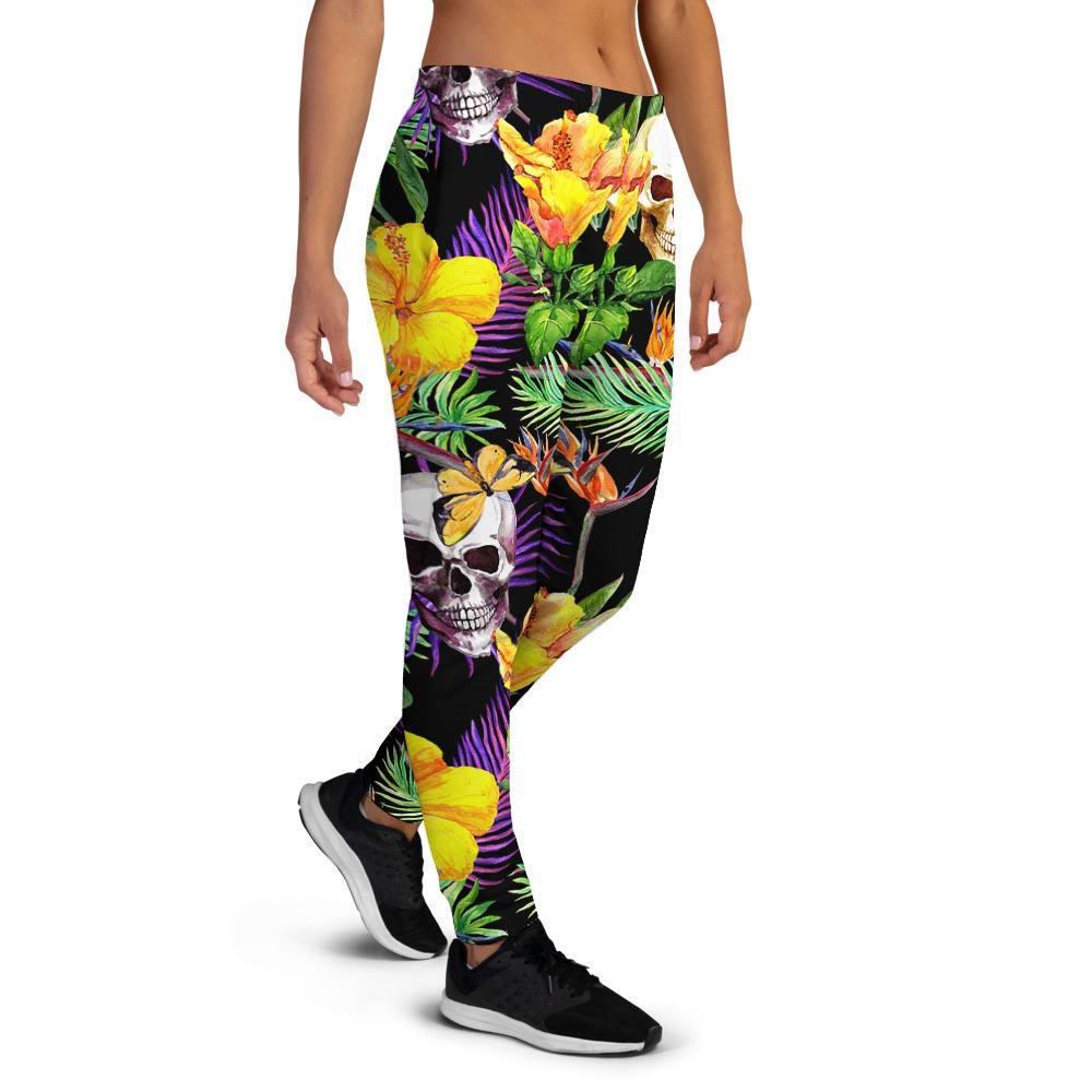 Tropical Hawaiian Skull Women's Joggers-grizzshop