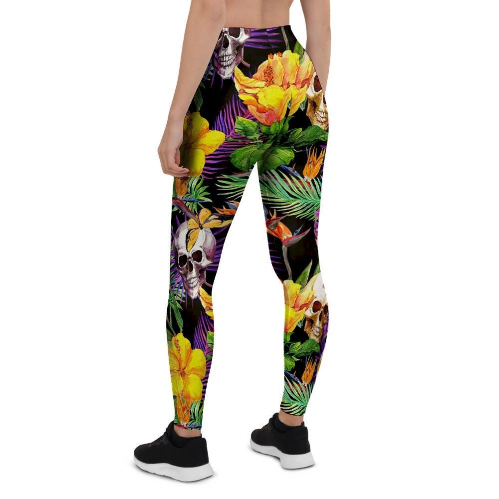 Tropical Hawaiian Skull Women's Leggings-grizzshop