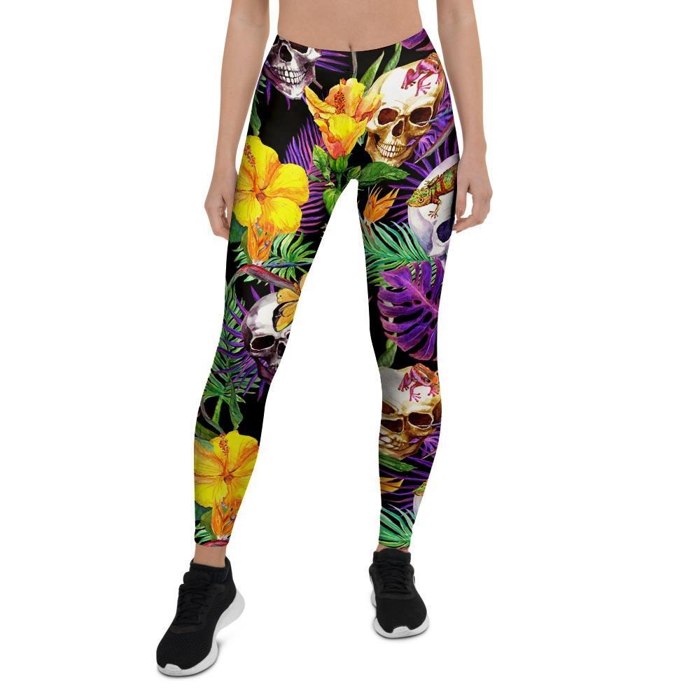 Tropical Hawaiian Skull Women's Leggings-grizzshop