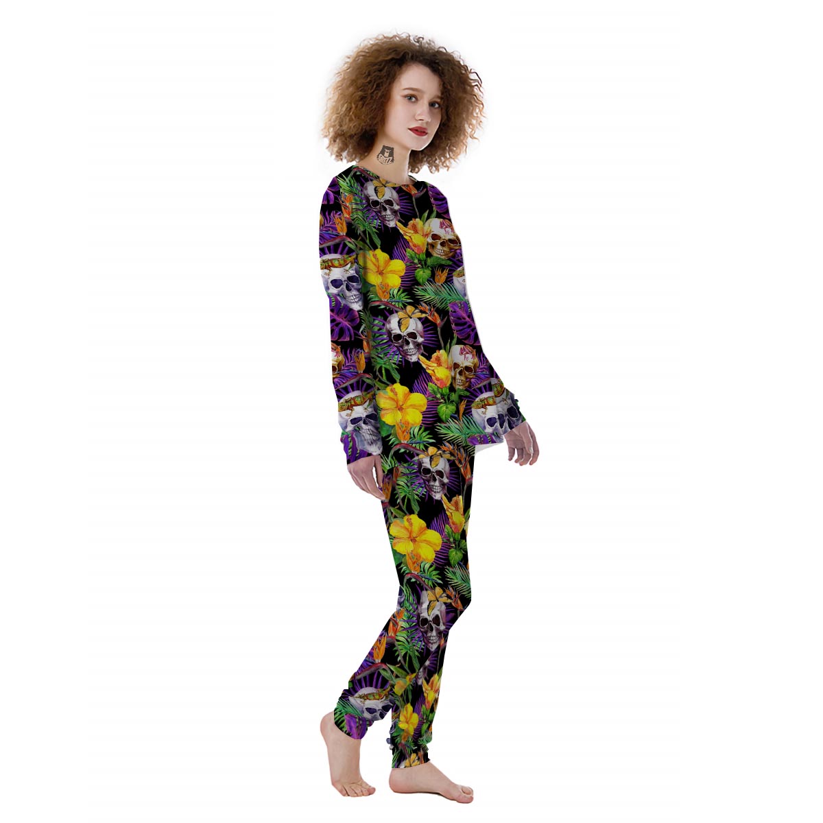 Tropical Hawaiian Skull Women's Pajamas-grizzshop