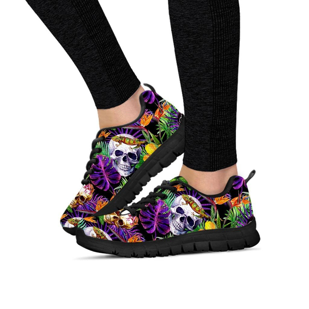 Tropical Hawaiian Skull Women's Sneakers-grizzshop