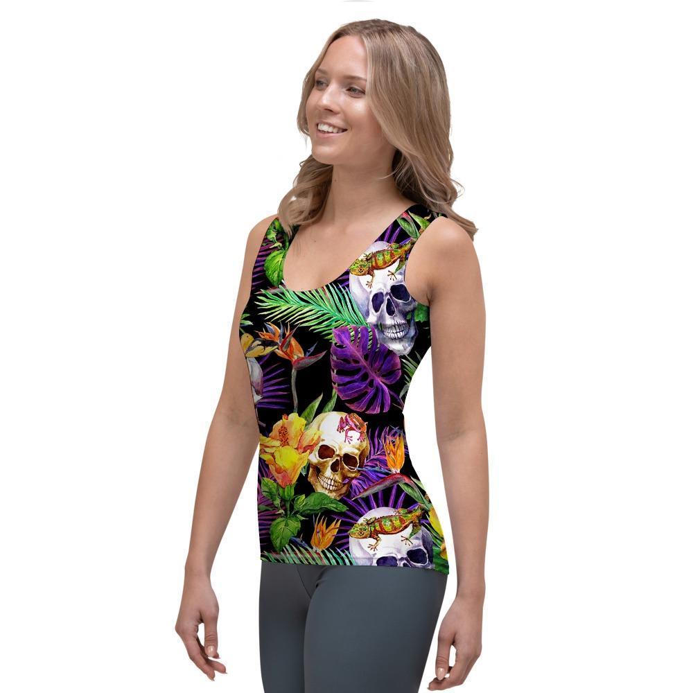 Tropical Hawaiian Skull Women's Tank Top-grizzshop