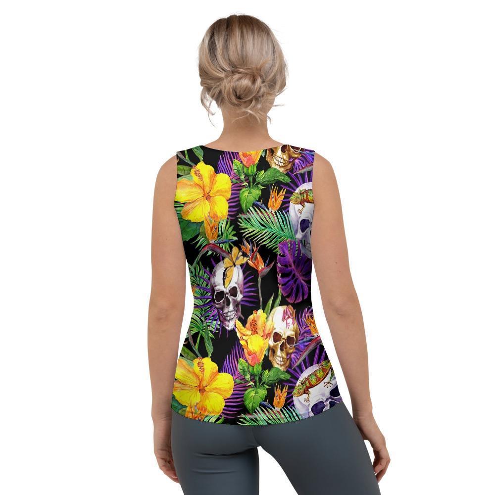 Tropical Hawaiian Skull Women's Tank Top-grizzshop