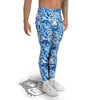 Tropical Hibiscus Blue Print Pattern Men's Leggings-grizzshop