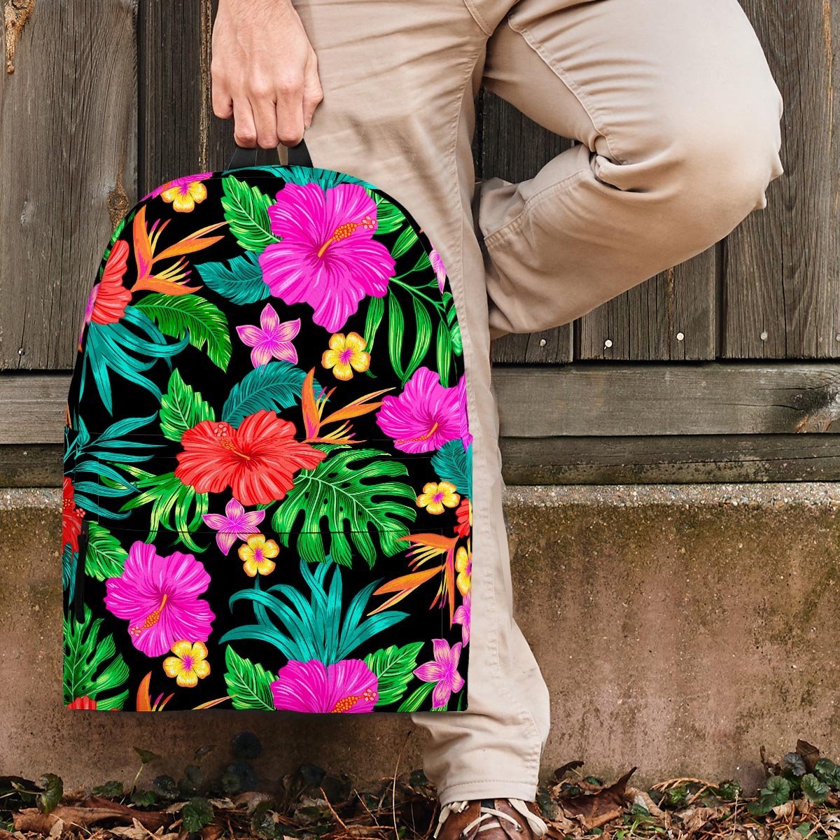 Tropical Hibiscus Floral Hawaiian Print Backpack-grizzshop