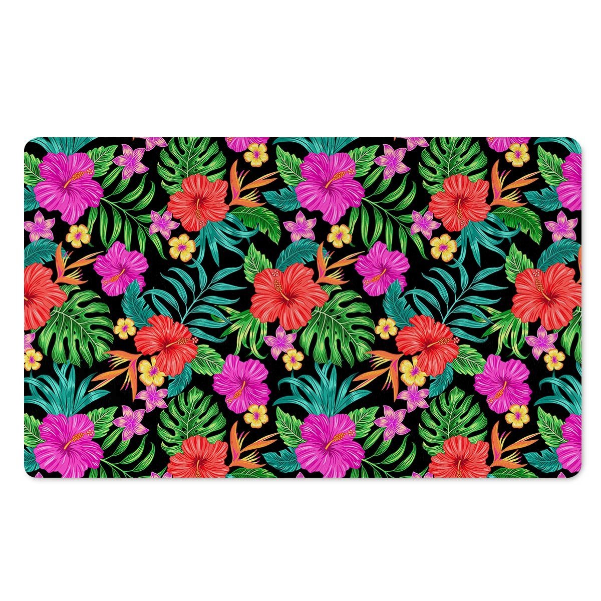 Tropical Hibiscus Floral Hawaiian Print Door Mat-grizzshop